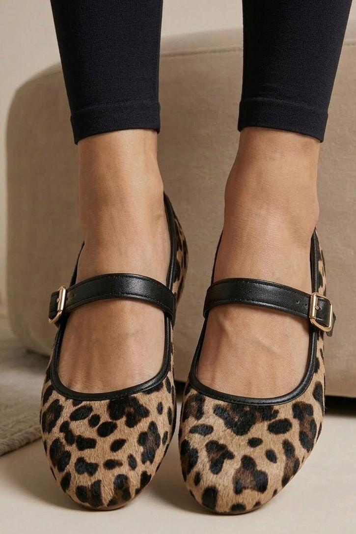 Kadın Vizon Leopar Kemerli Babet - 28340-VIZON - 3