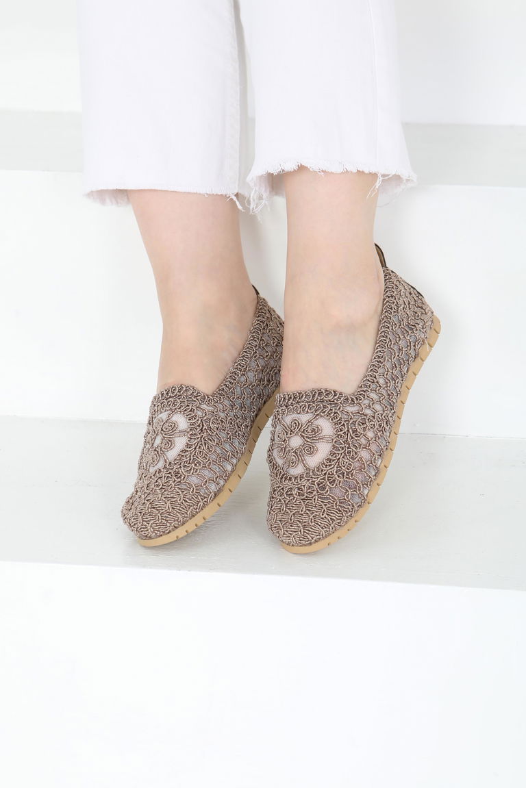 Kadın Vizon Örgülü Babet - 27240 - TOFİSA