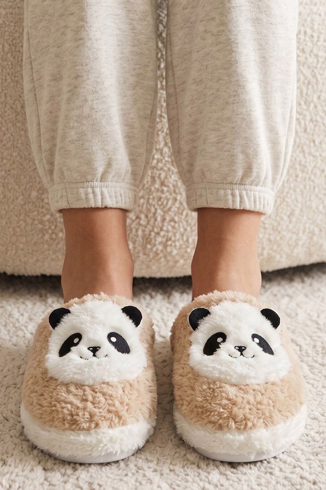 Kadın Vizon Panda Nakışlı Ev Terliği - 29335-VIZON - 2
