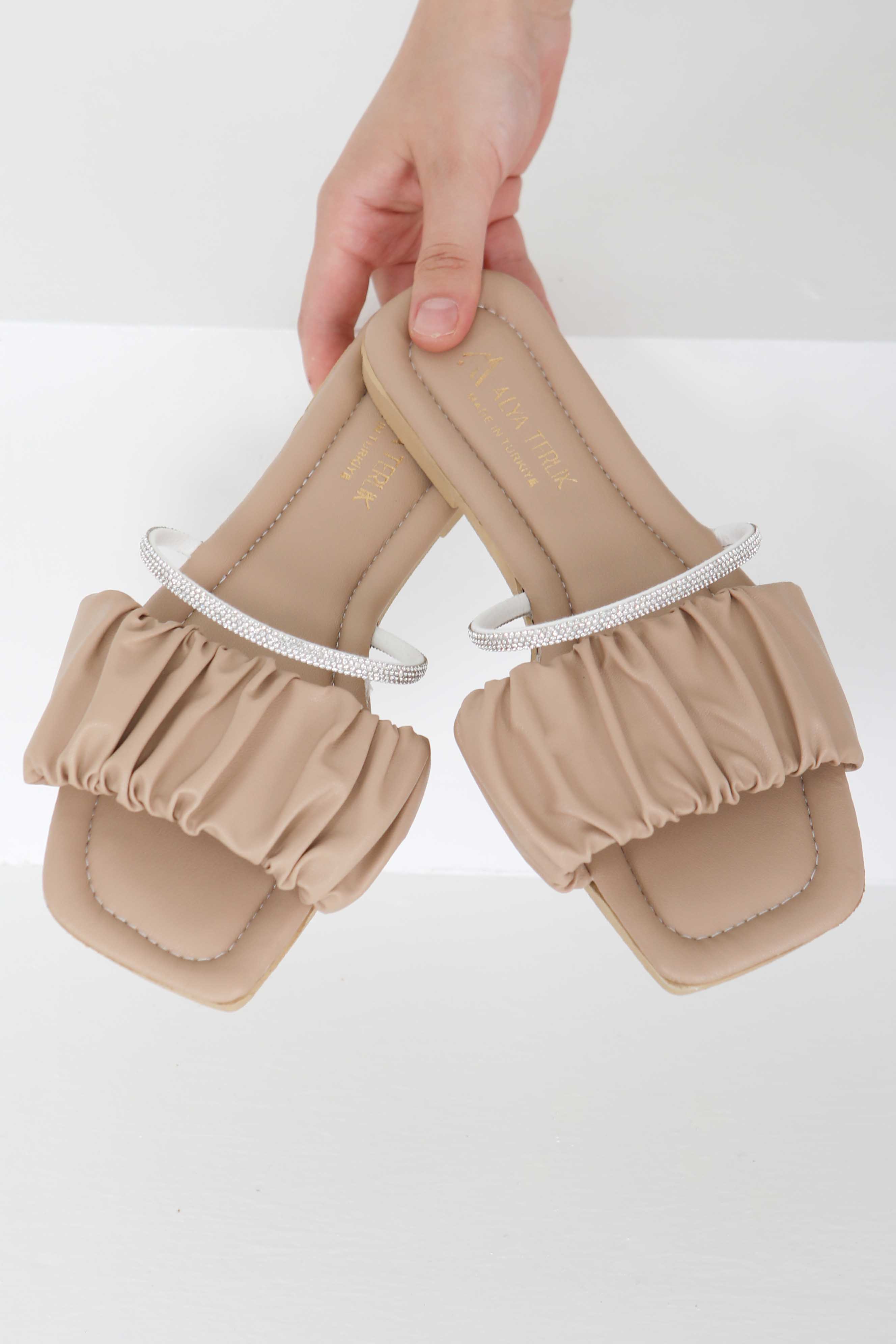 Kadın Vizon Taşlı Terlik - 27405 - 3