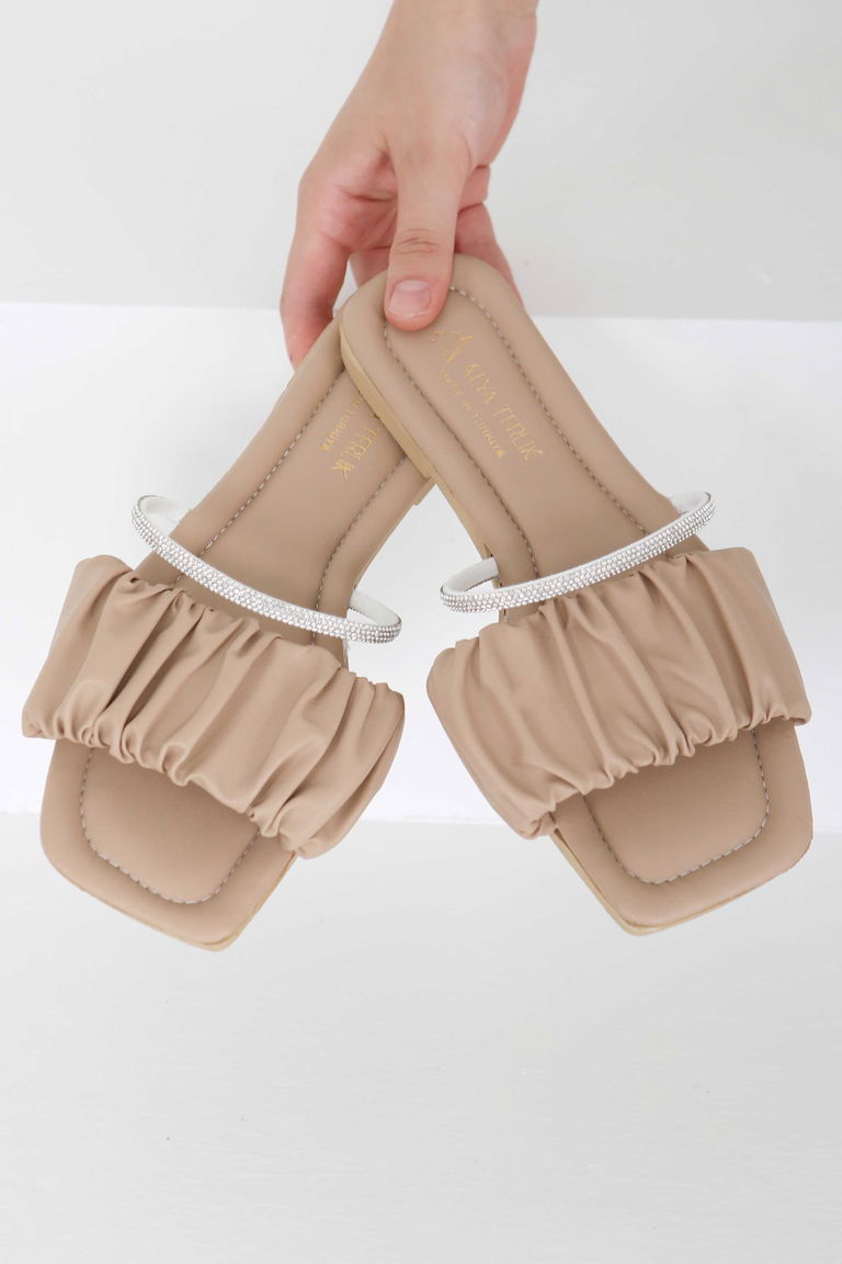 Kadın Vizon Taşlı Terlik - 27405 - TOFİSA