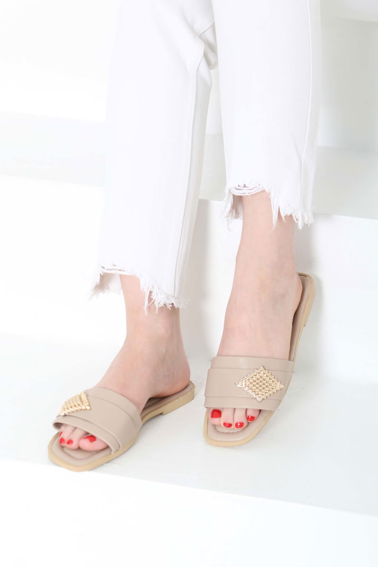 Kadın Vizon Tokalı Terlik - 27157 - TOFİSA