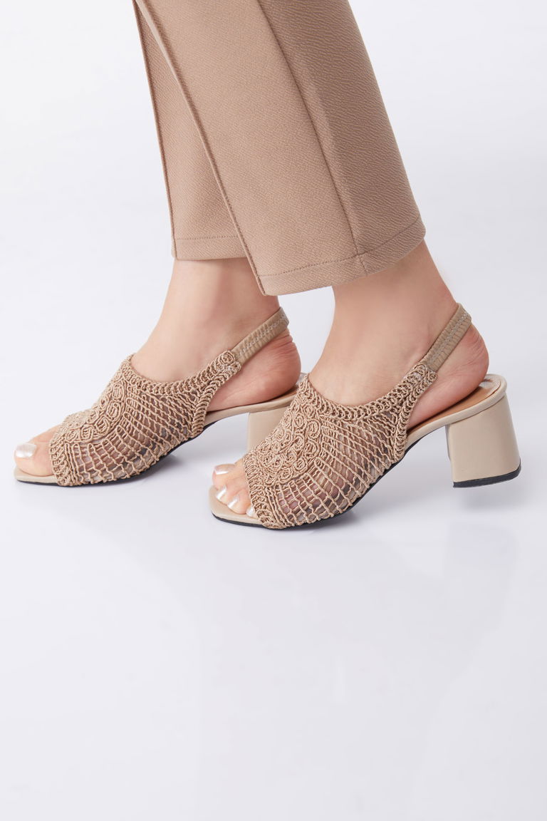 Kadın Vizon Topuklu Nakışlı Sandelet - 27154 - TOFİSA