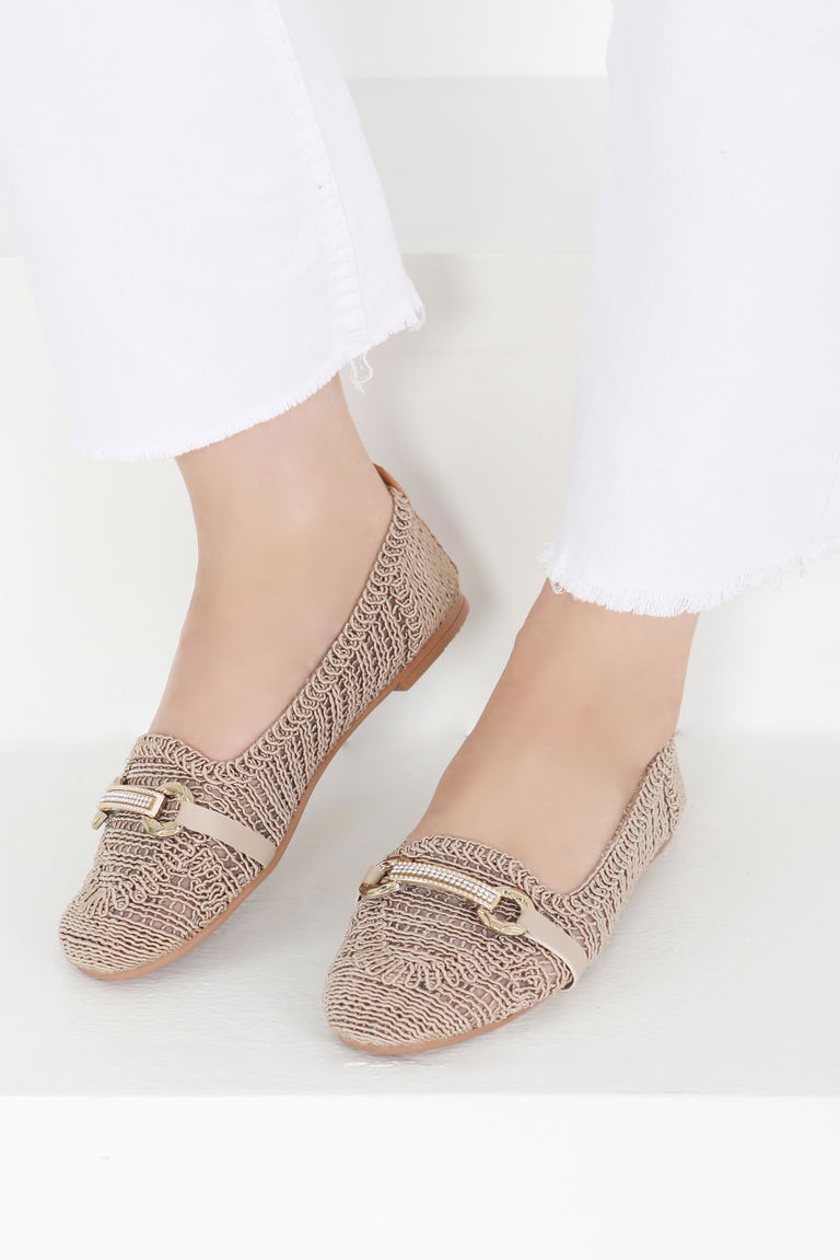 Kadın Vizon Triko Tokalı Babet - 27414 - TOFİSA