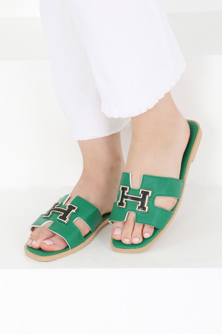 Kadın Yesil H Tokalı Terlik - 27407 - TOFİSA