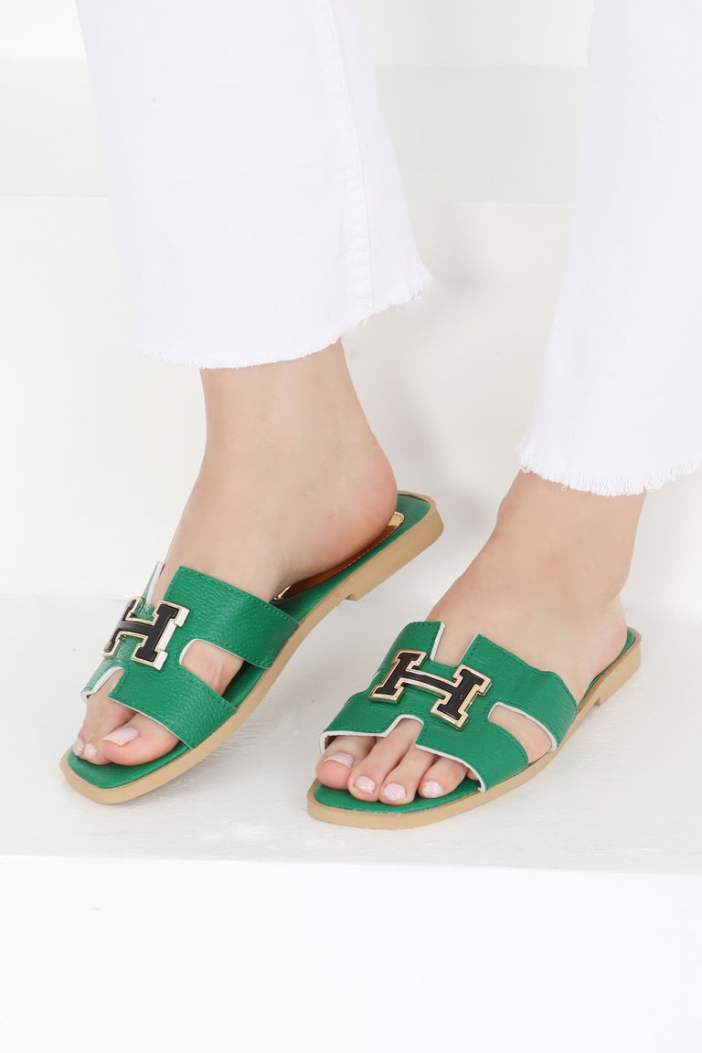 Kadın Yesil H Tokalı Terlik - 27407 - TOFİSA