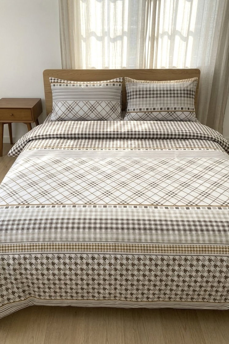 Kahve Desenli Cift Kişilik Nevresim Seti - 28679-KAHVE - 1