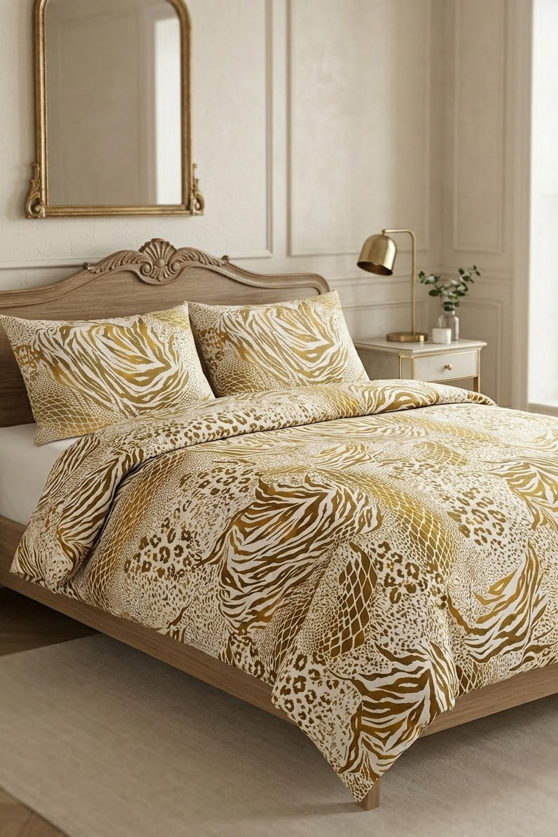 Kahve Desenli Cift Kişilik Nevresim Seti - 28681-KAHVE - 1