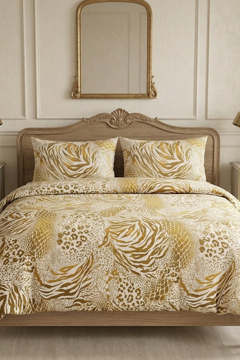 Kahve Desenli Cift Kişilik Nevresim Seti - 28681-KAHVE - 2