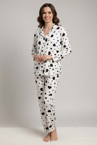 Kallp Baskılı Pijama Takımı - 28024-BEYAZ 