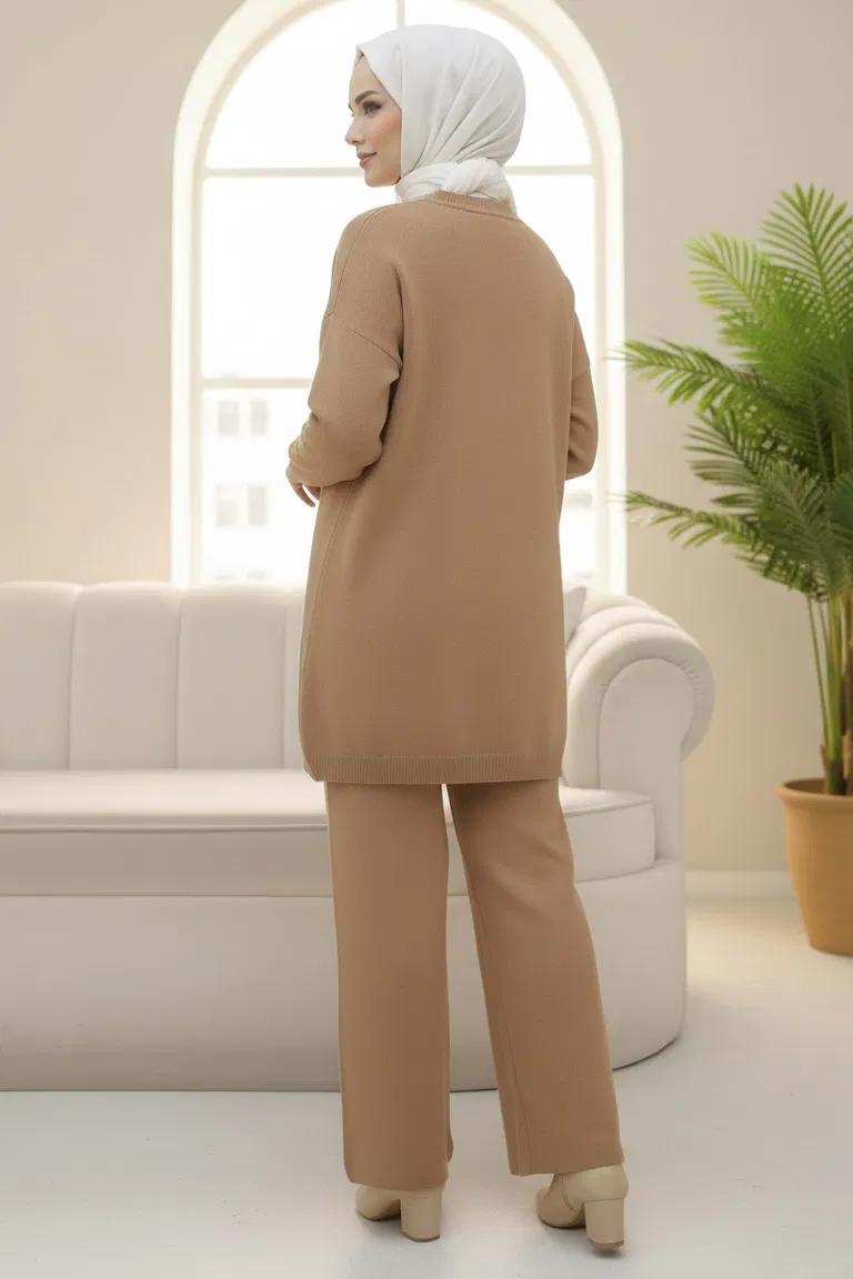 Kalp Taş Detaylı Triko İkili Takım - 28123-VIZON - TOFİSA