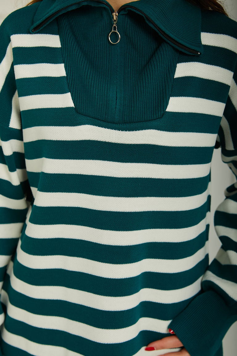 Kamyoncu Yaka Triko Kazak - 27762-ZUMRUT - TOFİSA