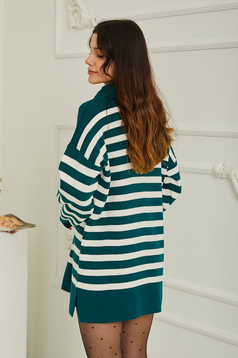 Kamyoncu Yaka Triko Kazak - 27762-ZUMRUT - TOFİSA