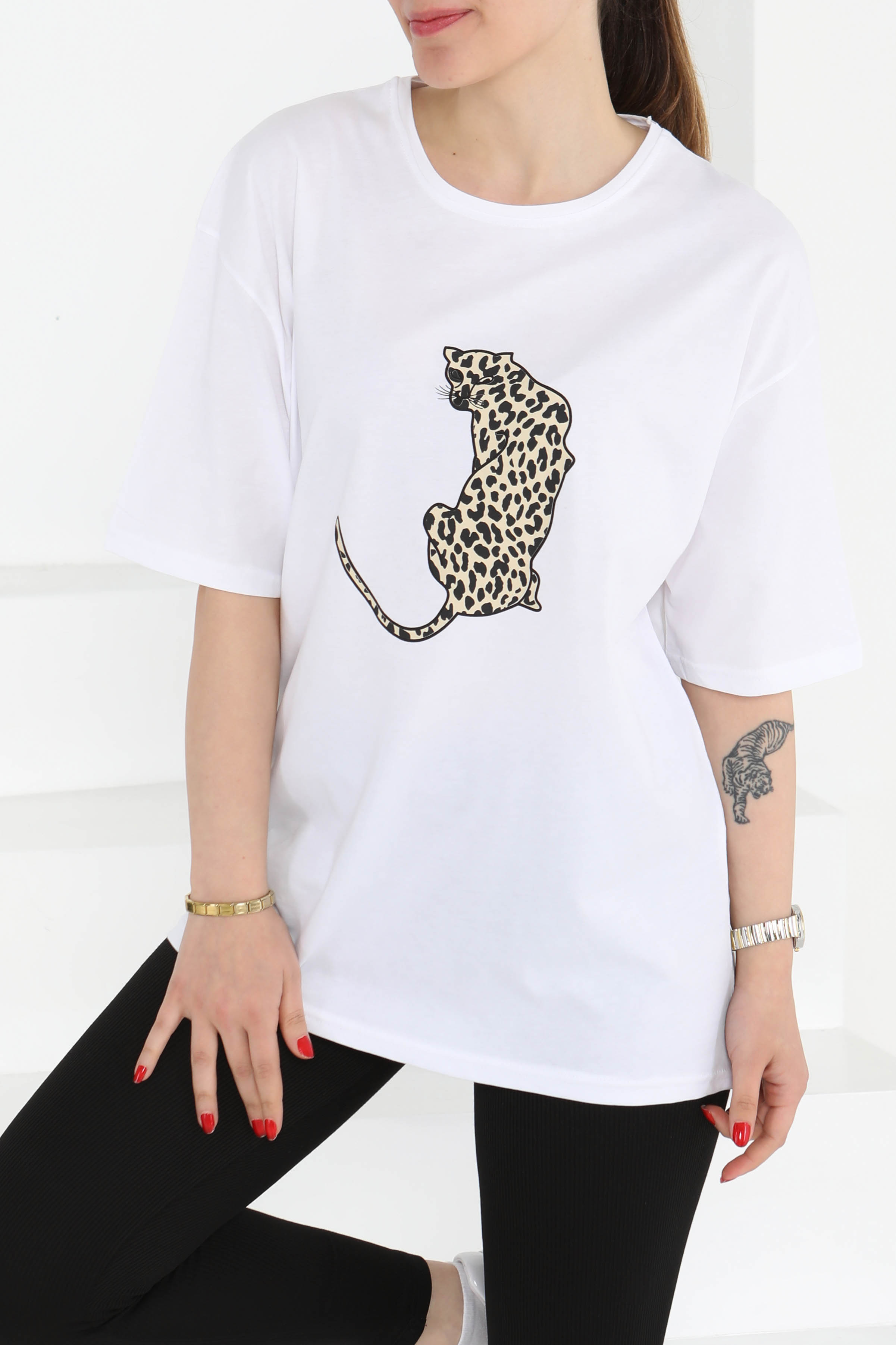 Kaplan Baskılı Kısa Kollu T-Şhirt - 27123 - 1