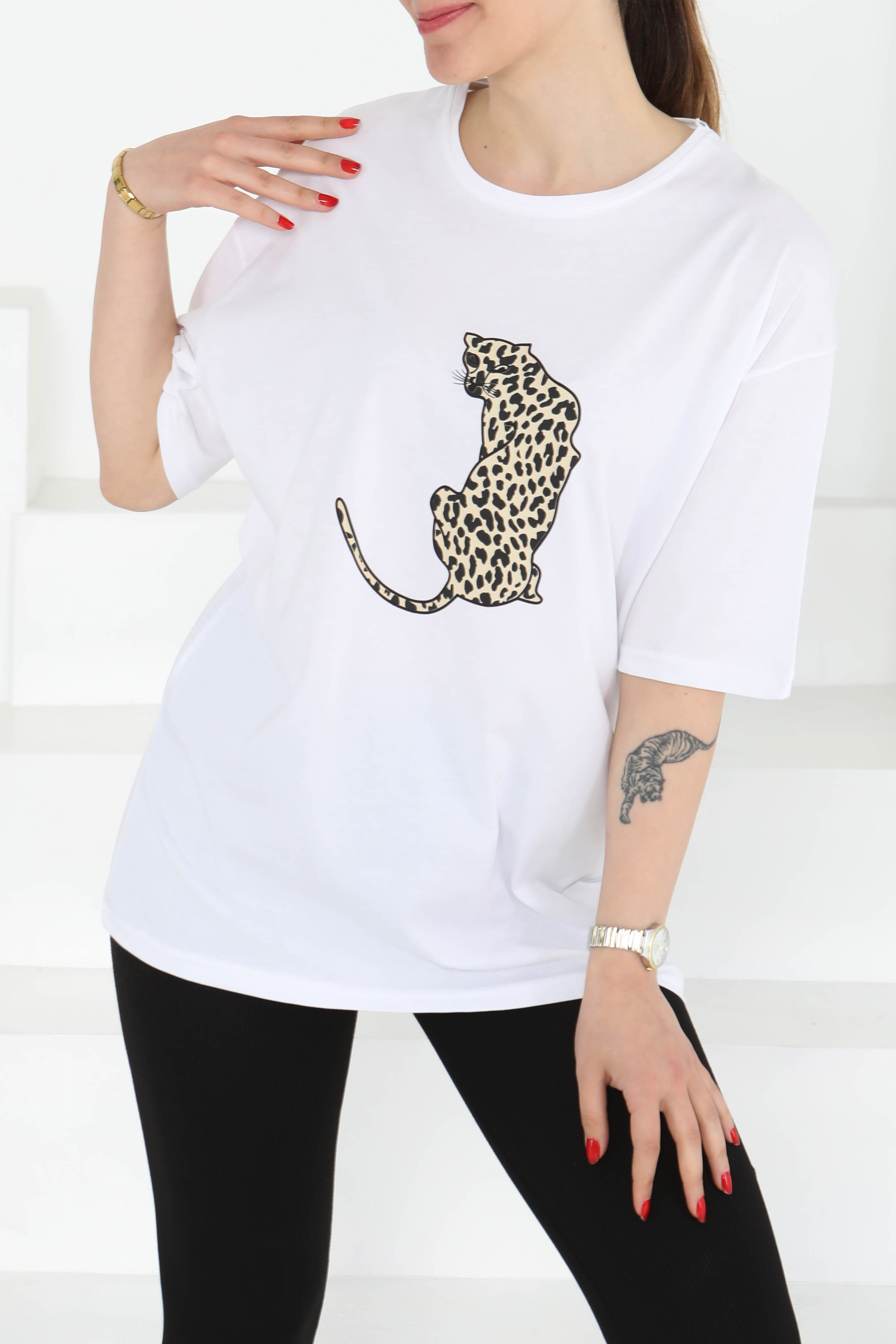 Kaplan Baskılı Kısa Kollu T-Şhirt - 27123 - 2