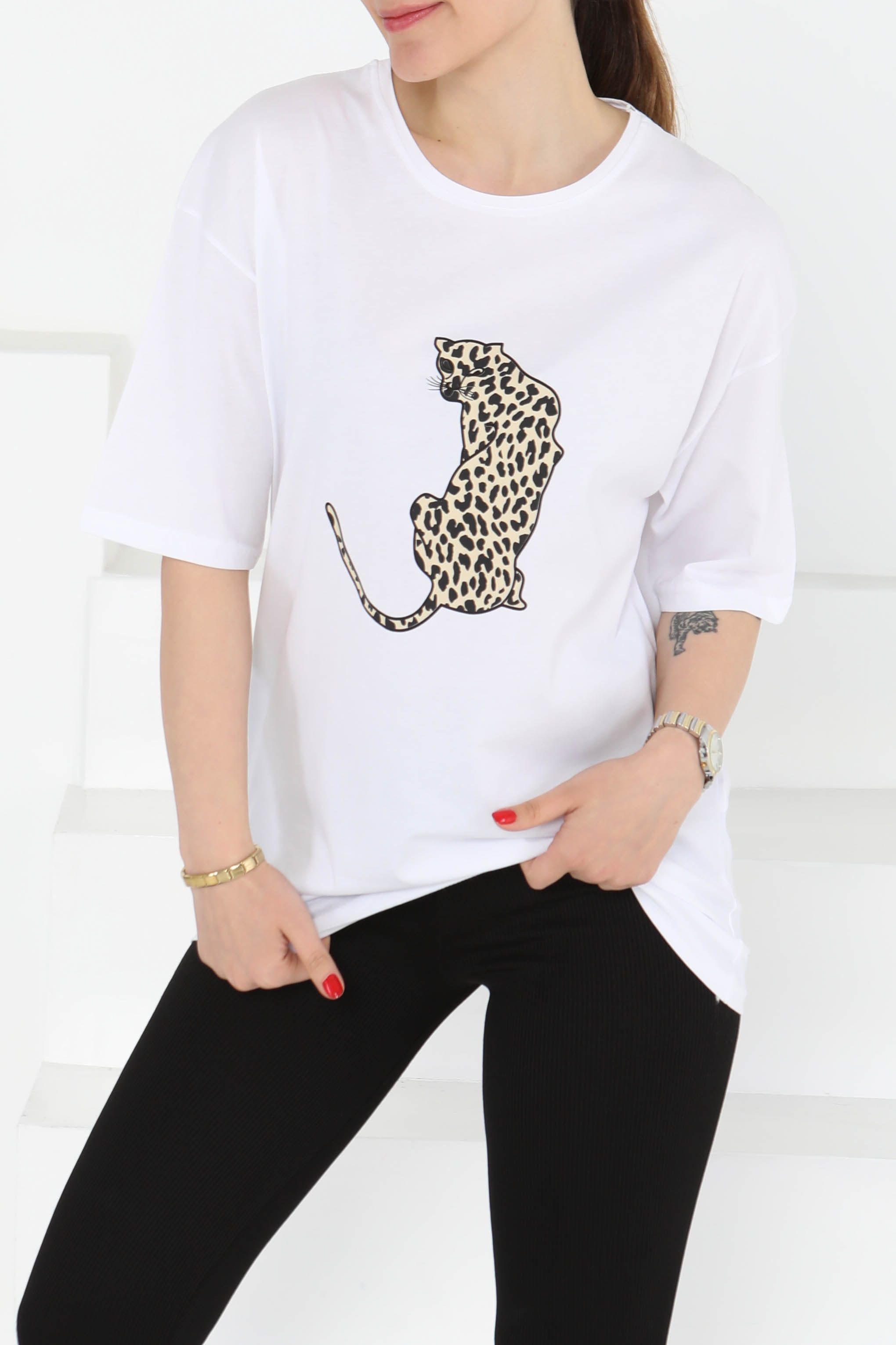 Kaplan Baskılı Kısa Kollu T-Şhirt - 27123 - 3