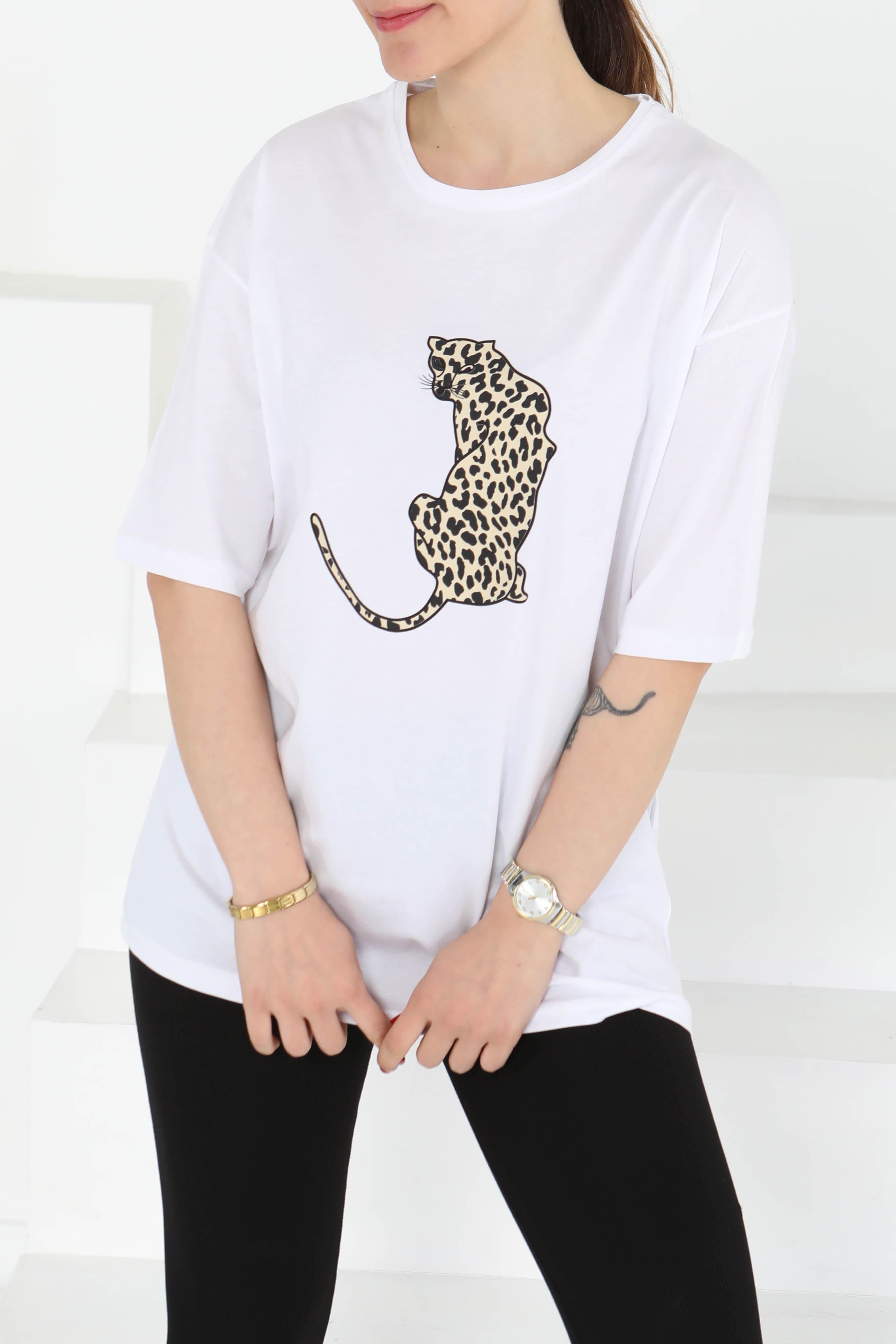 Kaplan Baskılı Kısa Kollu T-Şhirt - 27123 - 4