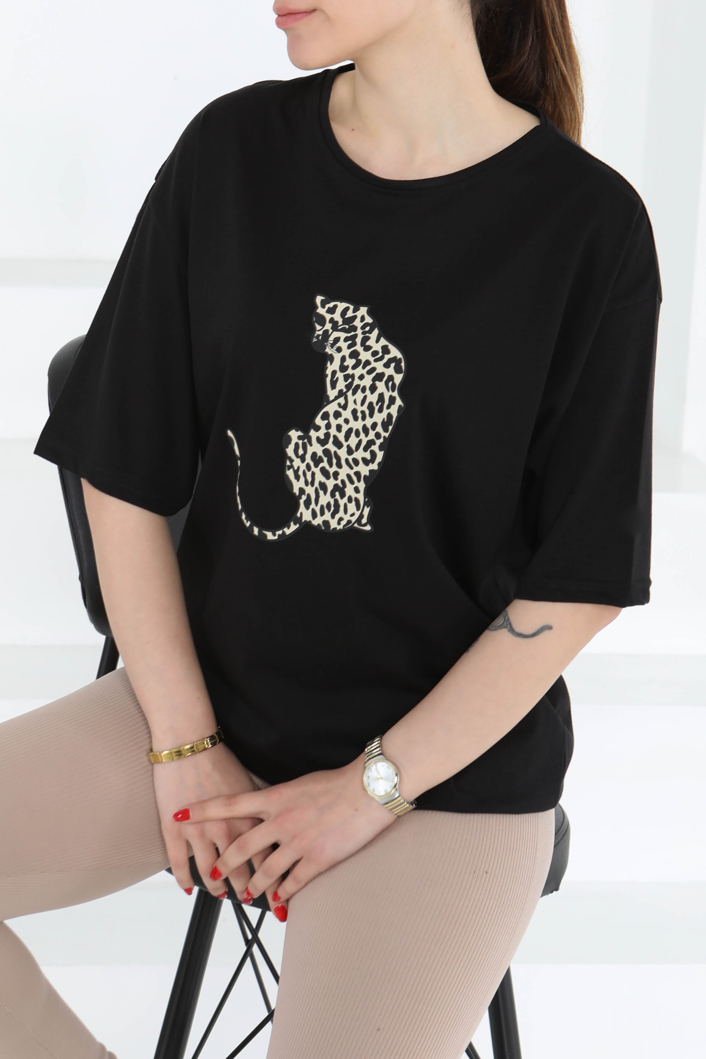 Kaplan Baskılı Kısa Kollu T-Şhirt - 27123 - 1