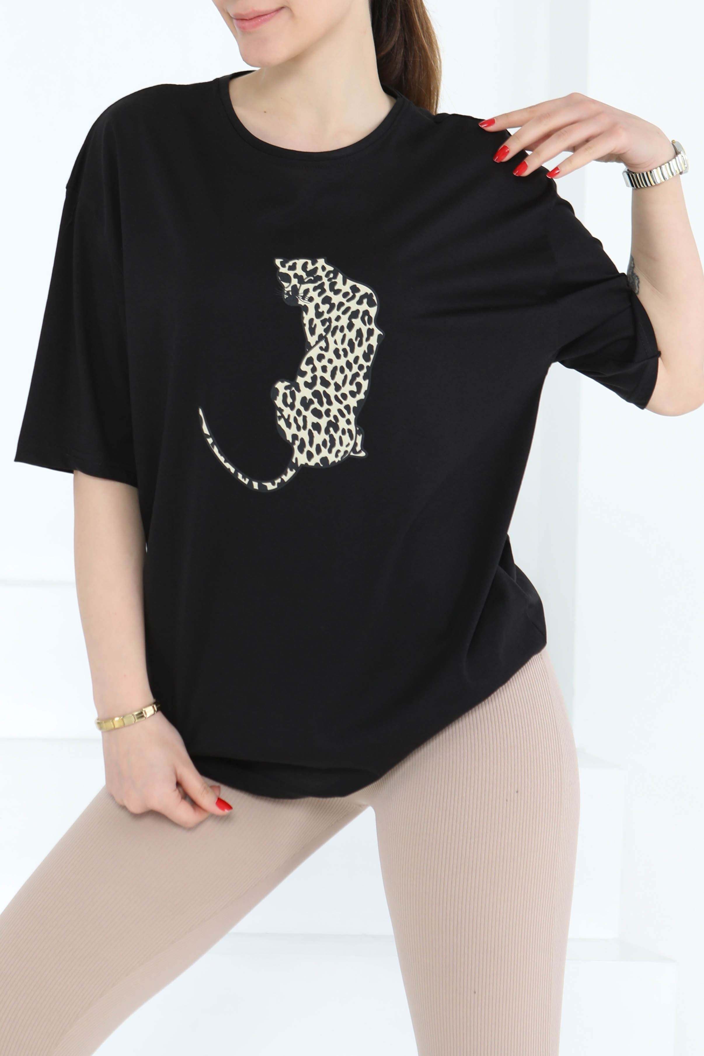 Kaplan Baskılı Kısa Kollu T-Şhirt - 27123 - 2