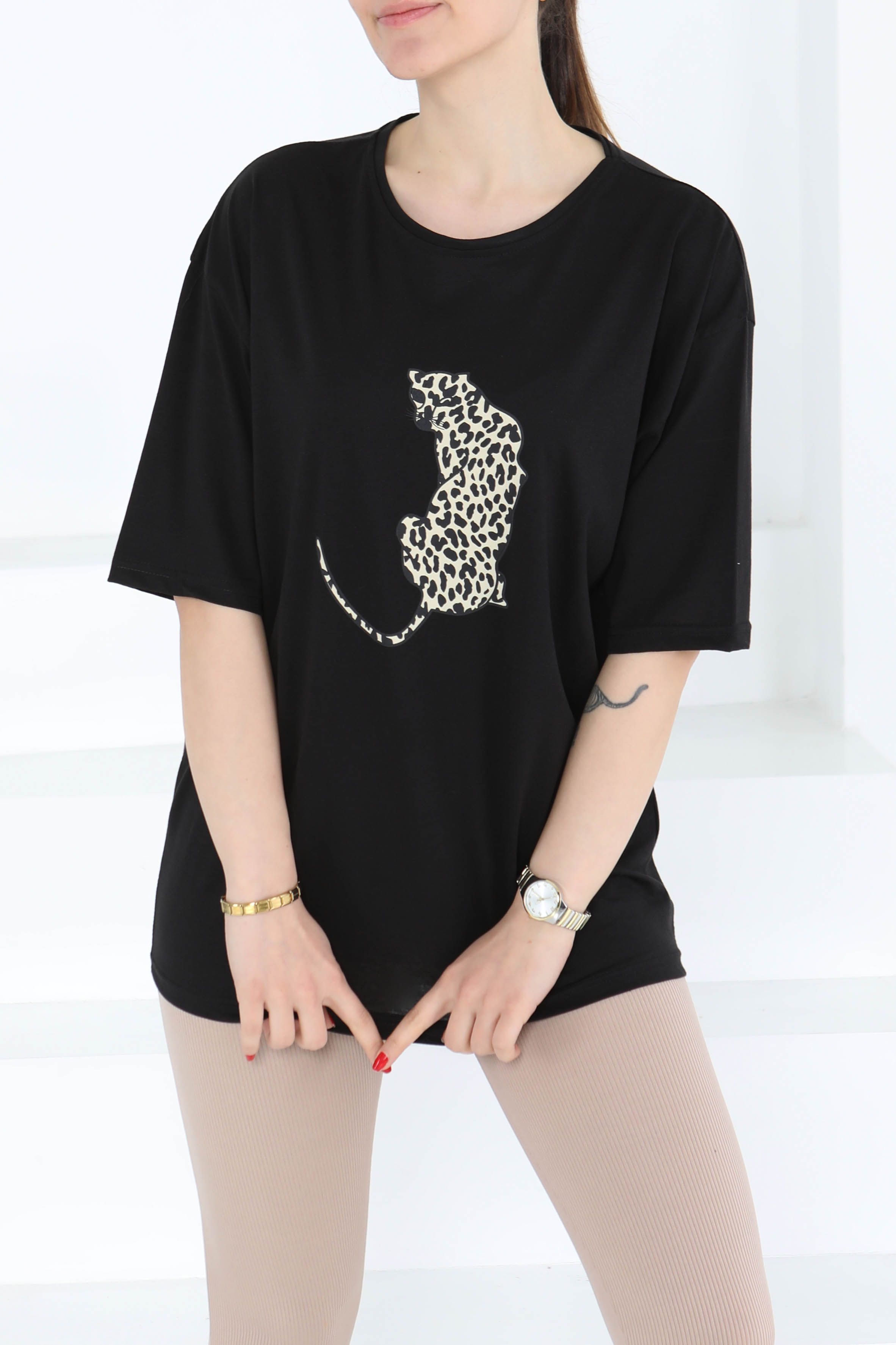 Kaplan Baskılı Kısa Kollu T-Şhirt - 27123 - 3