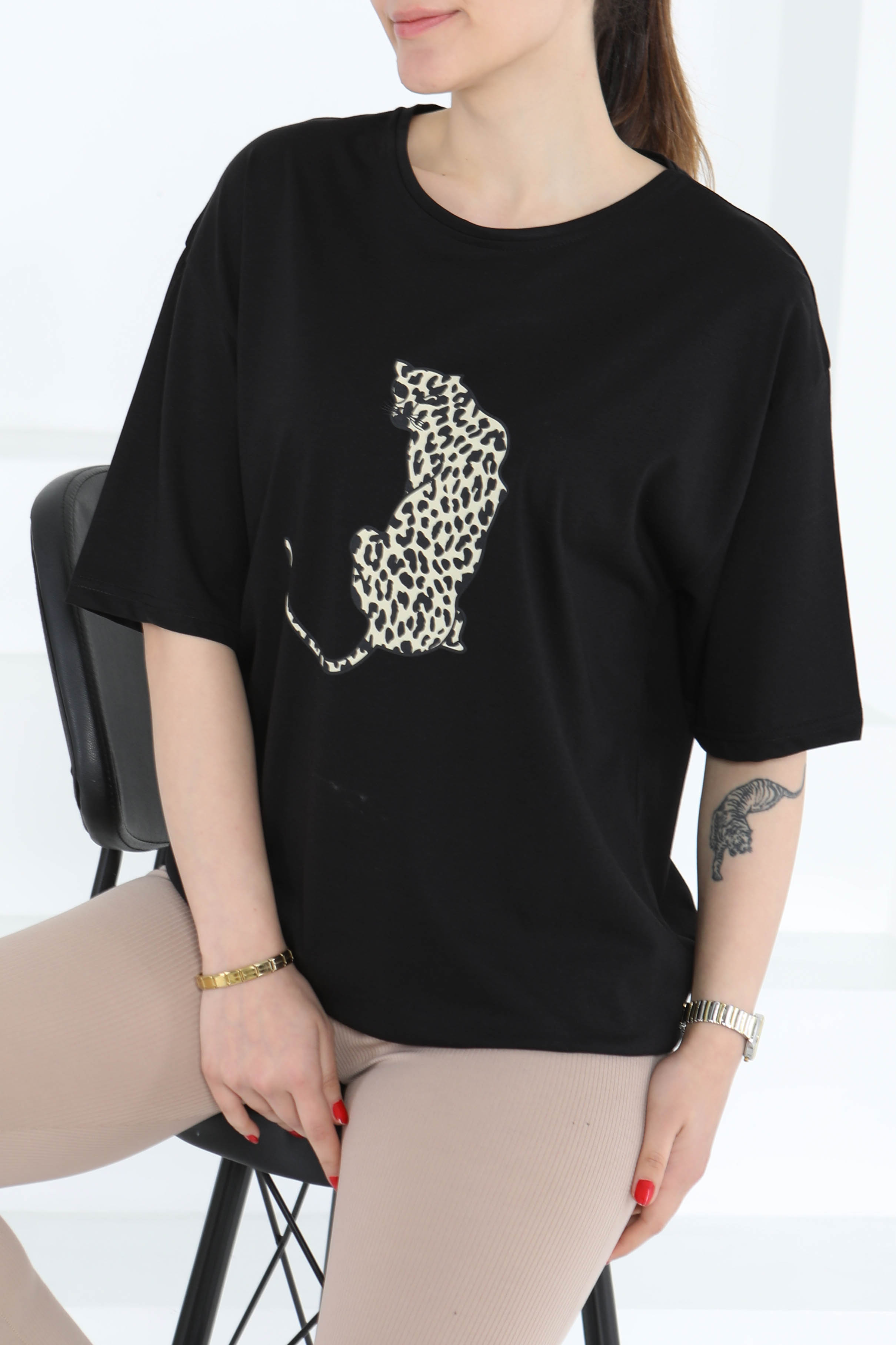 Kaplan Baskılı Kısa Kollu T-Şhirt - 27123 - 4