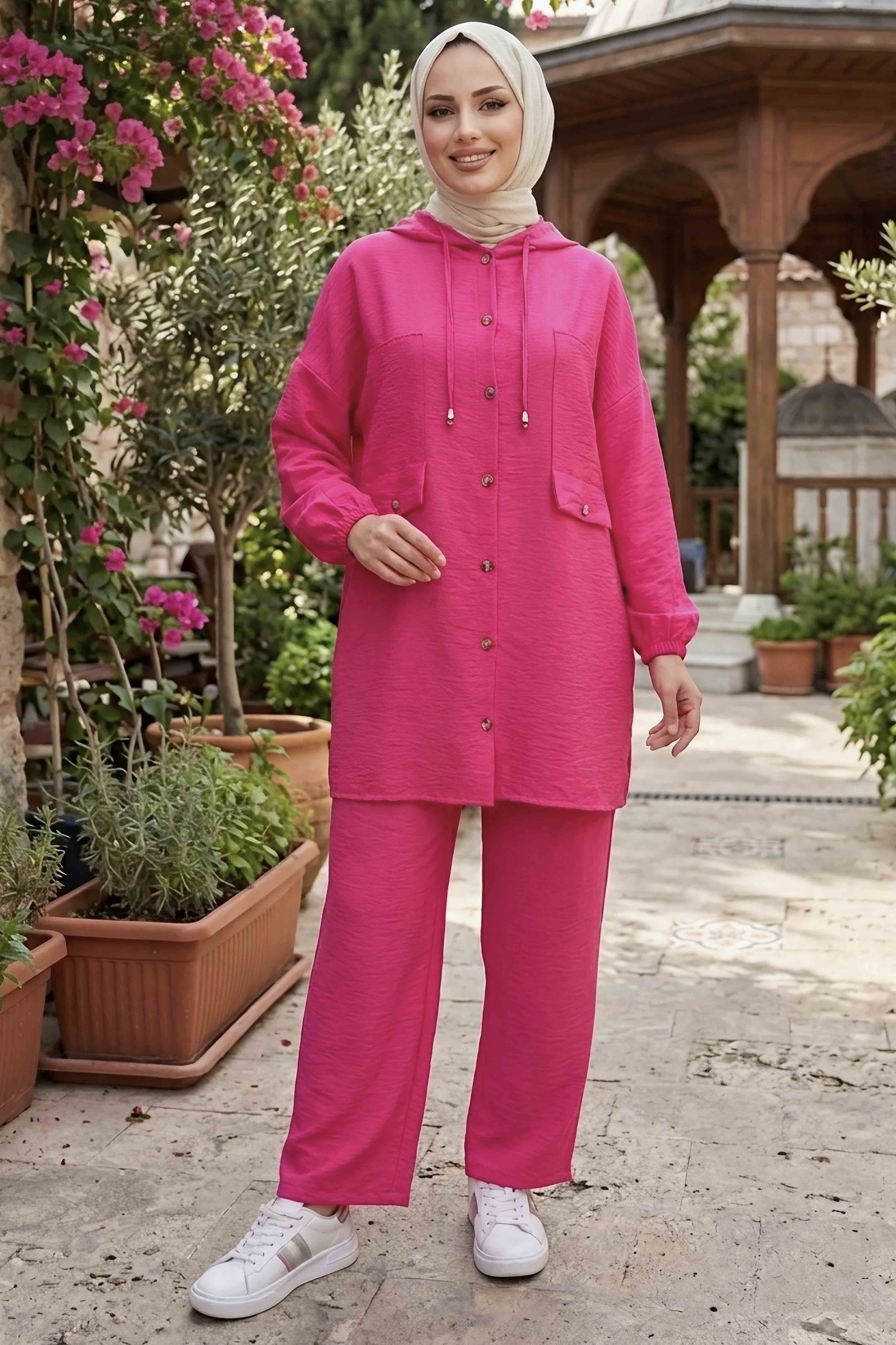 Kapşonlu Manavgat İkili Takım Fuşya - 28429-FUSYA - 1