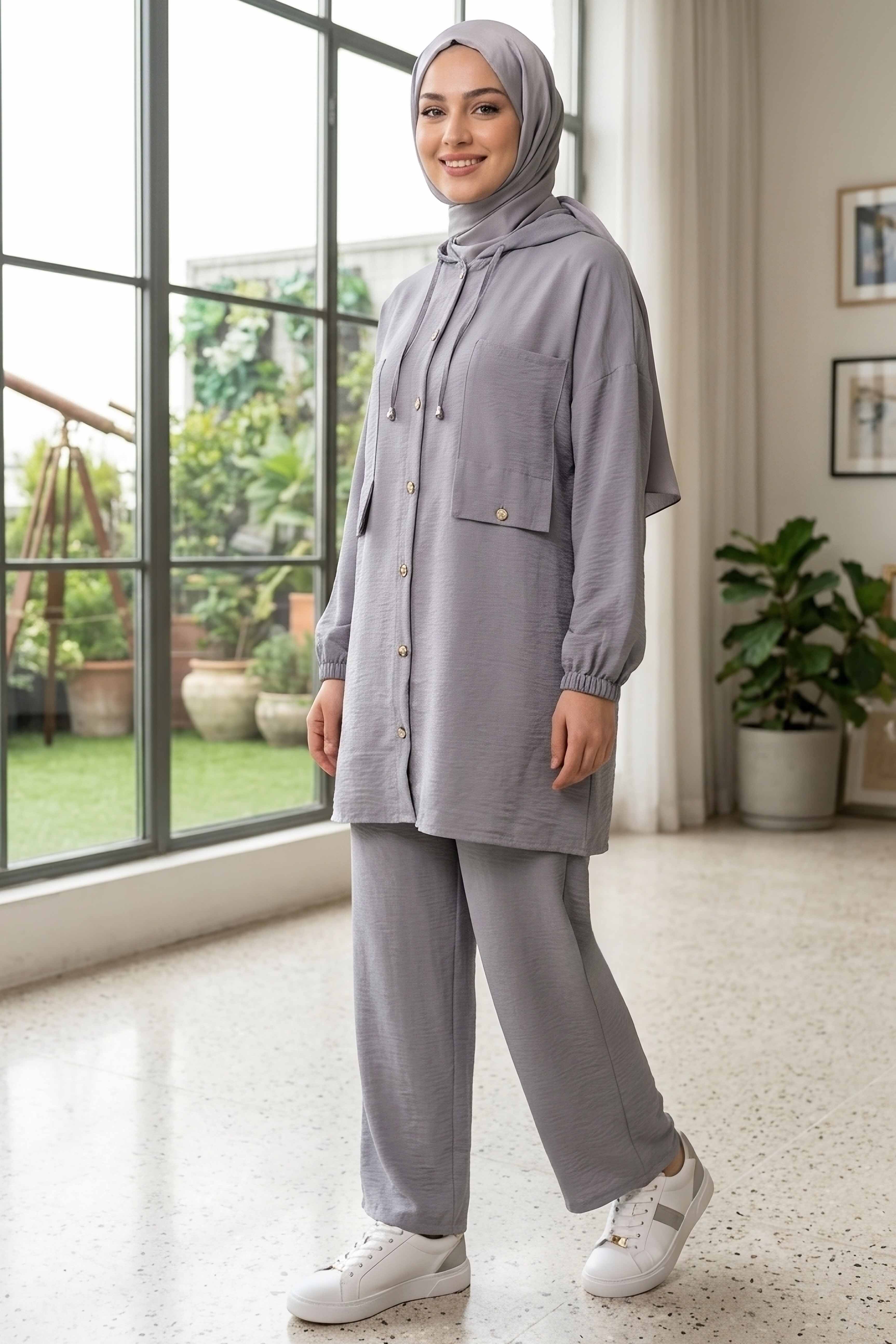 Kapşonlu Manavgat İkili Takım Gri - 28429-GRI - 2