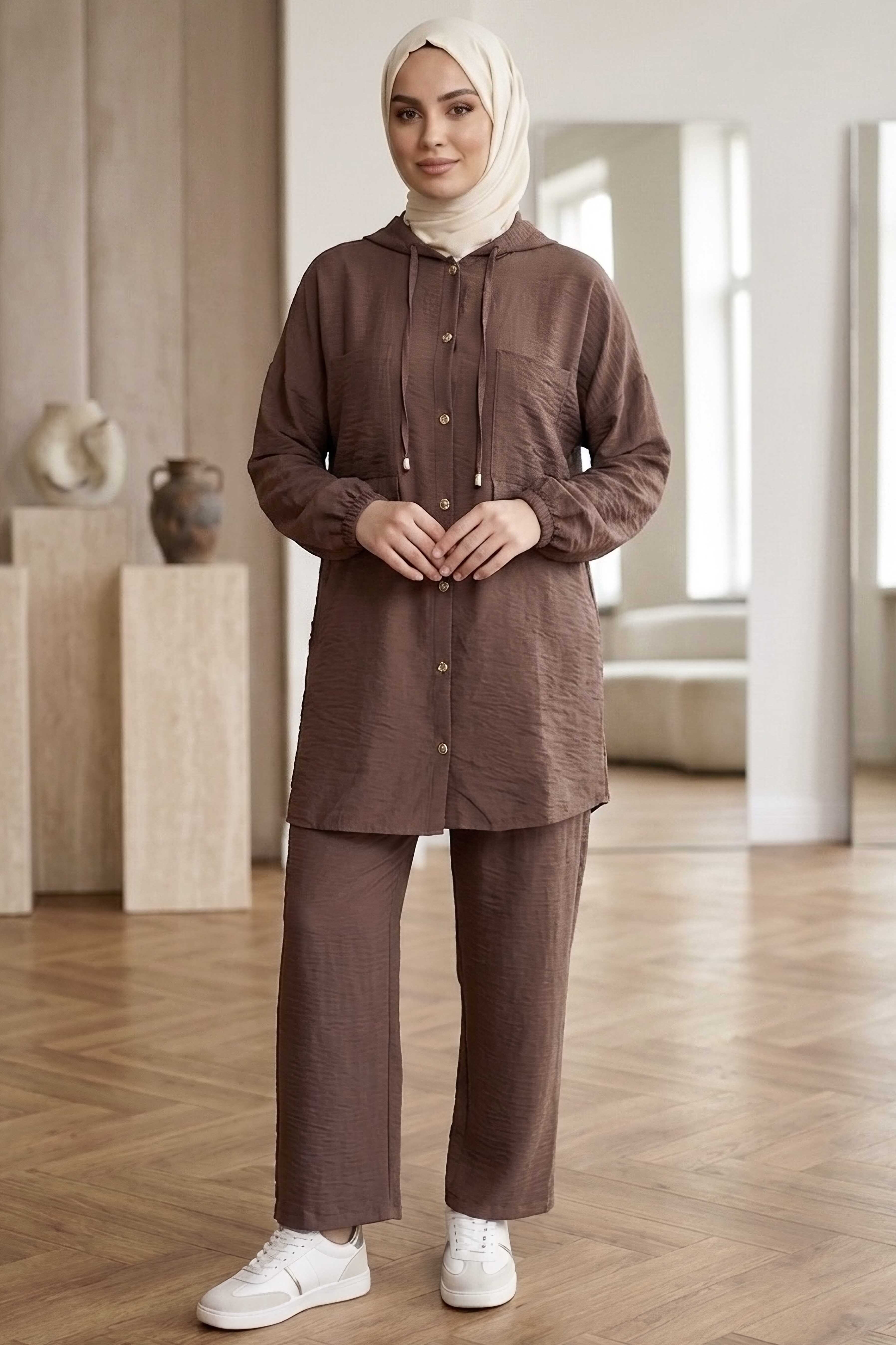 Kapşonlu Manavgat İkili Takım Kahve - 28429-KAHVE - 1