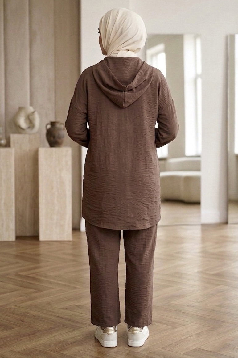 Kapşonlu Manavgat İkili Takım Kahve - 28429-KAHVE - 3