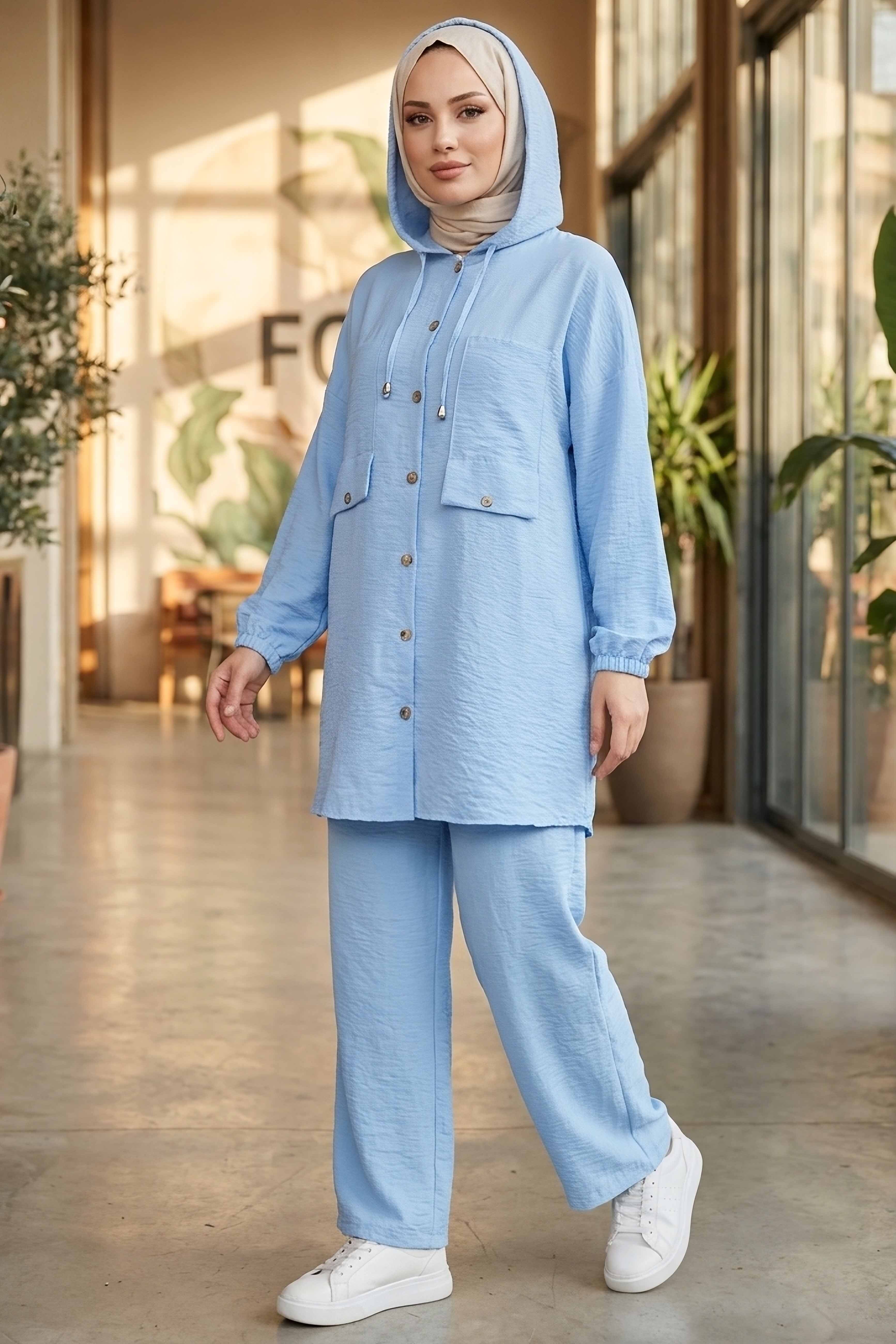 Kapşonlu Manavgat İkili Takım Mavi - 28429-MAVI - 2