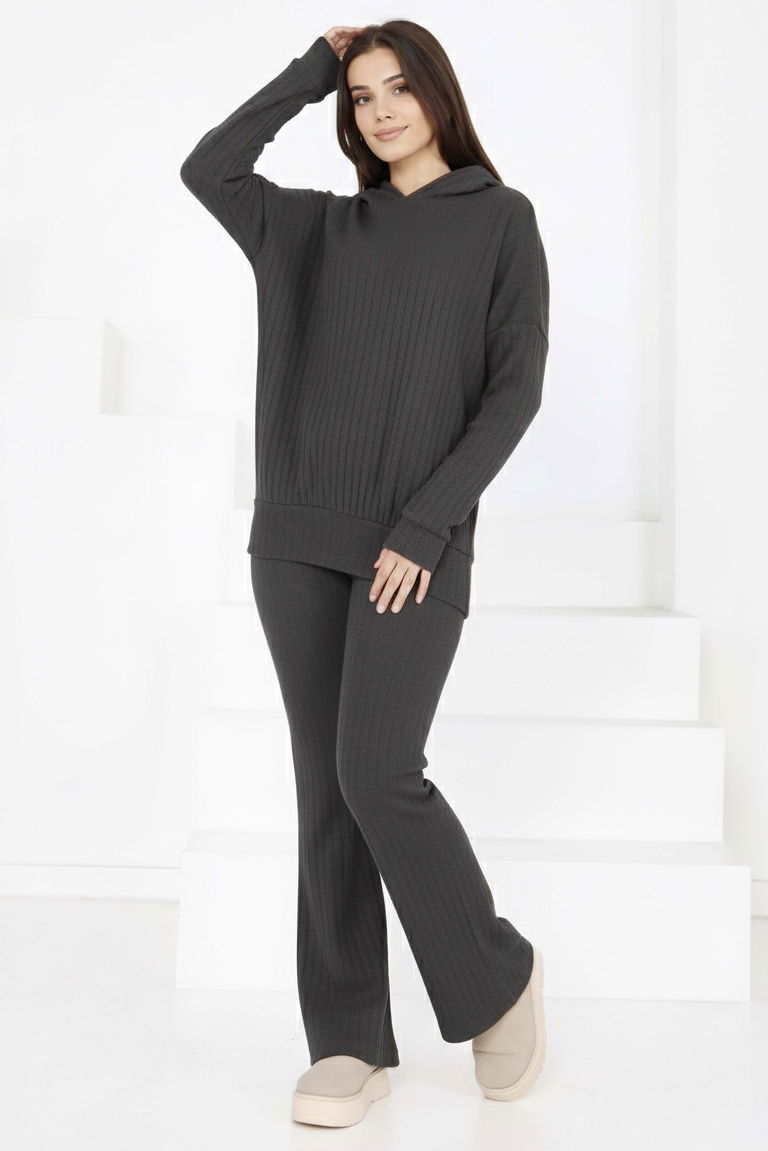 Kapüşonlu Fitilli İkili Takım - 2053-ANTRASIT - TOFİSA