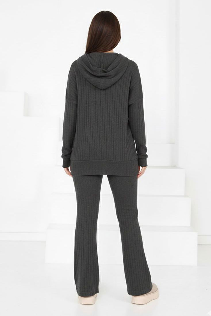 Kapüşonlu Fitilli İkili Takım - 2053-ANTRASIT - 3