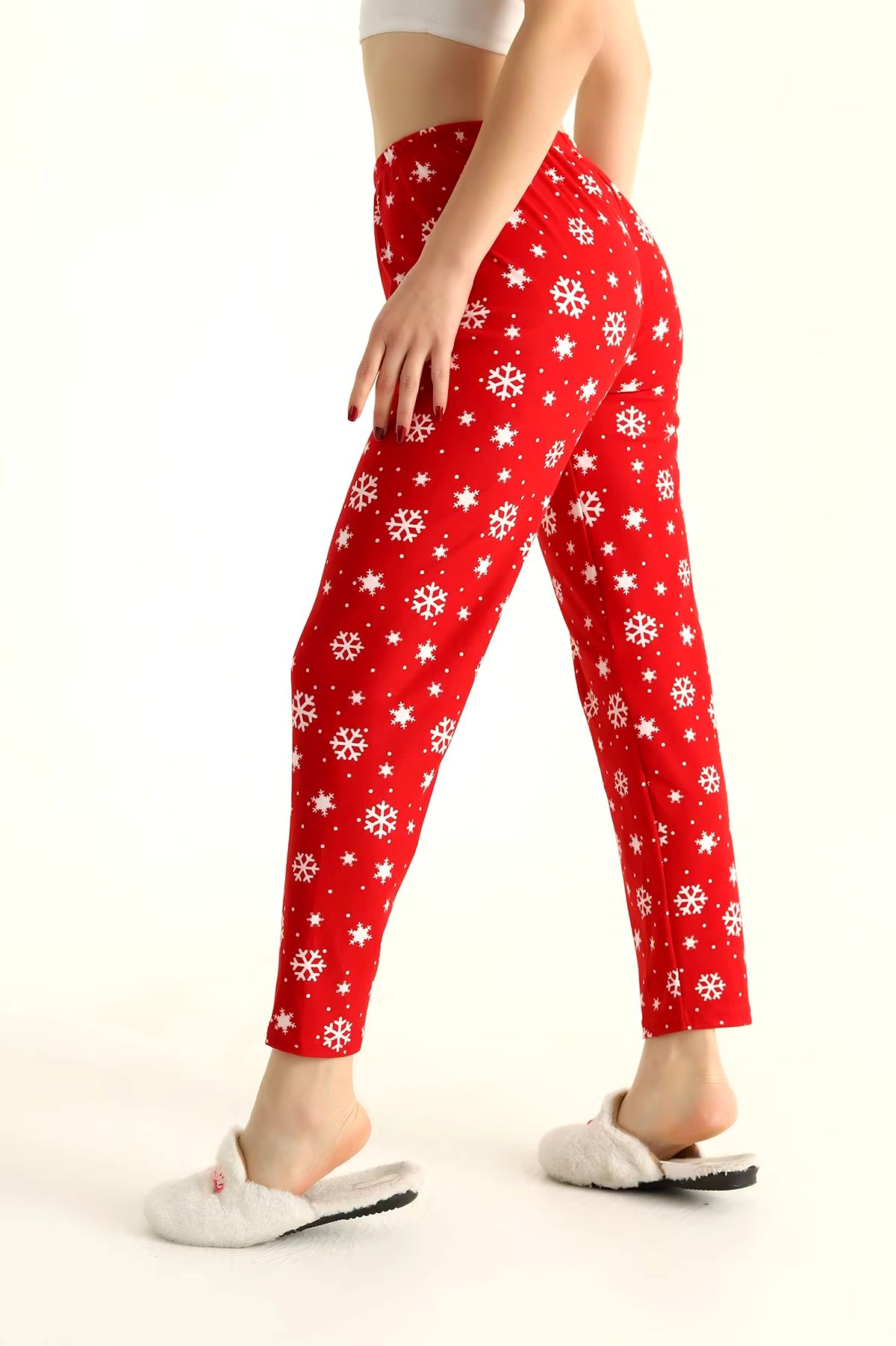 Kar Taneli Pijama Altı Kirmizi - 26810 - 6