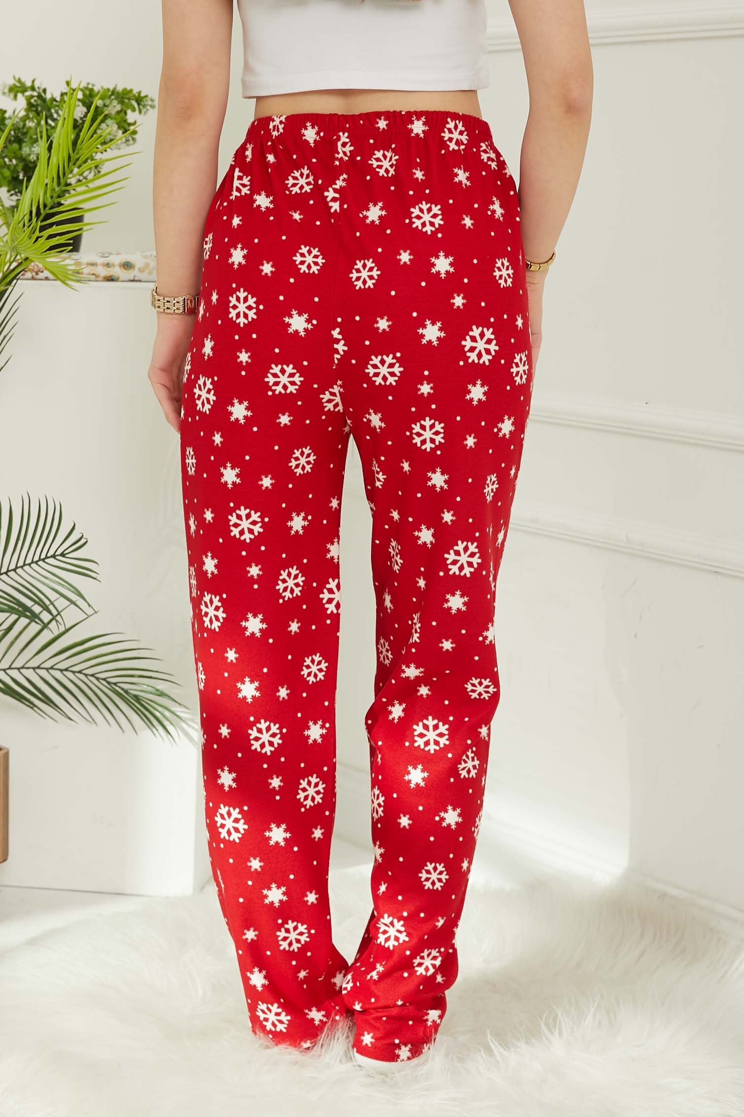 Kar Taneli Pijama Altı Kirmizi - 26810 - 7