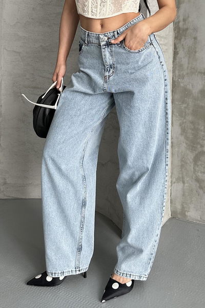 Kar Yıkamalı Baggy Kot Pantolon - 27269 