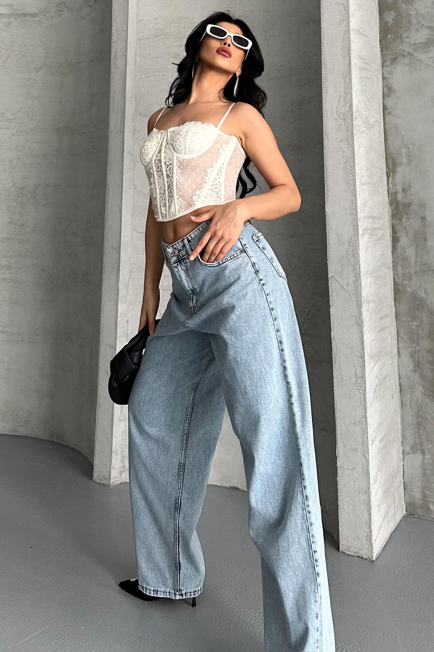 Kar Yıkamalı Baggy Kot Pantolon - 27269 - 5