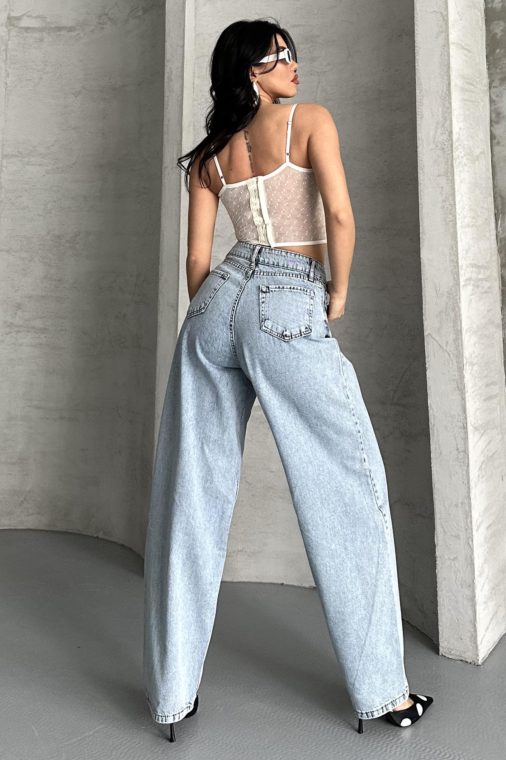 Kar Yıkamalı Baggy Kot Pantolon - 27269 - 6