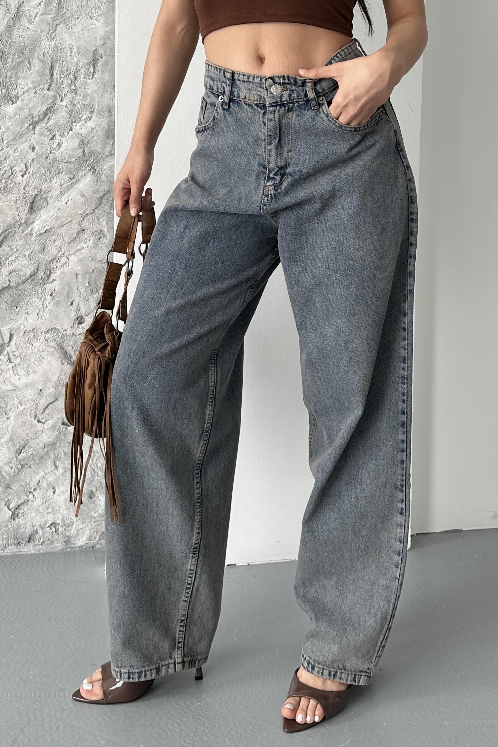 Kar Yıkamalı Baggy Kot Pantolon - 27269 - 1
