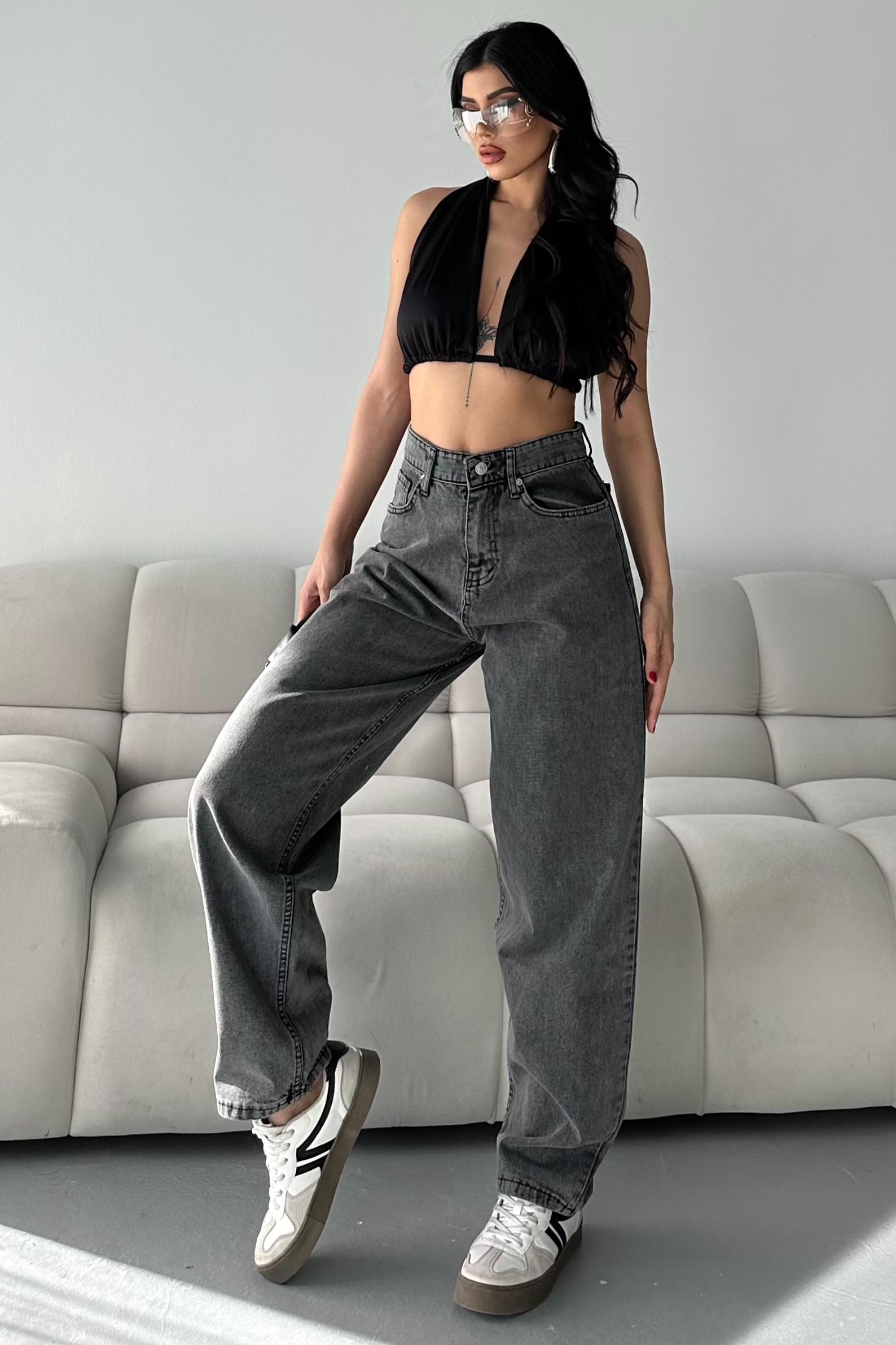 Kar Yıkamalı Baggy Kot Pantolon - 27269 - 1