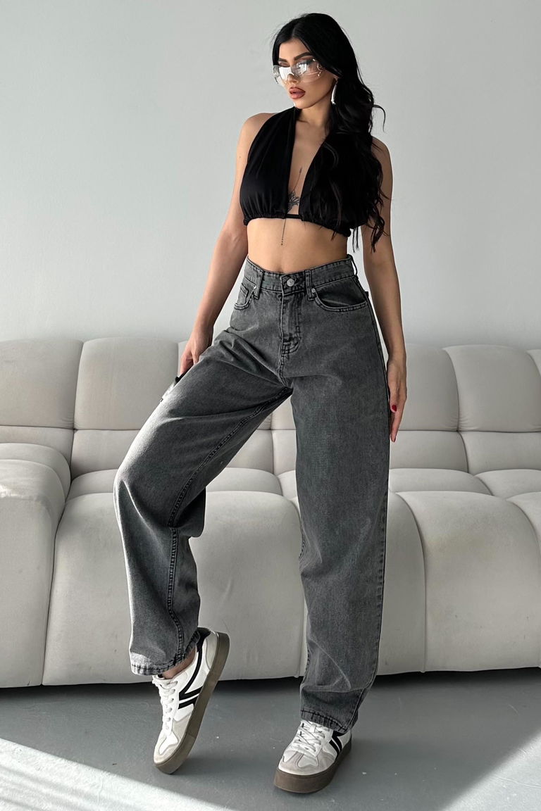 Kar Yıkamalı Baggy Kot Pantolon - 27269 - TOFİSA