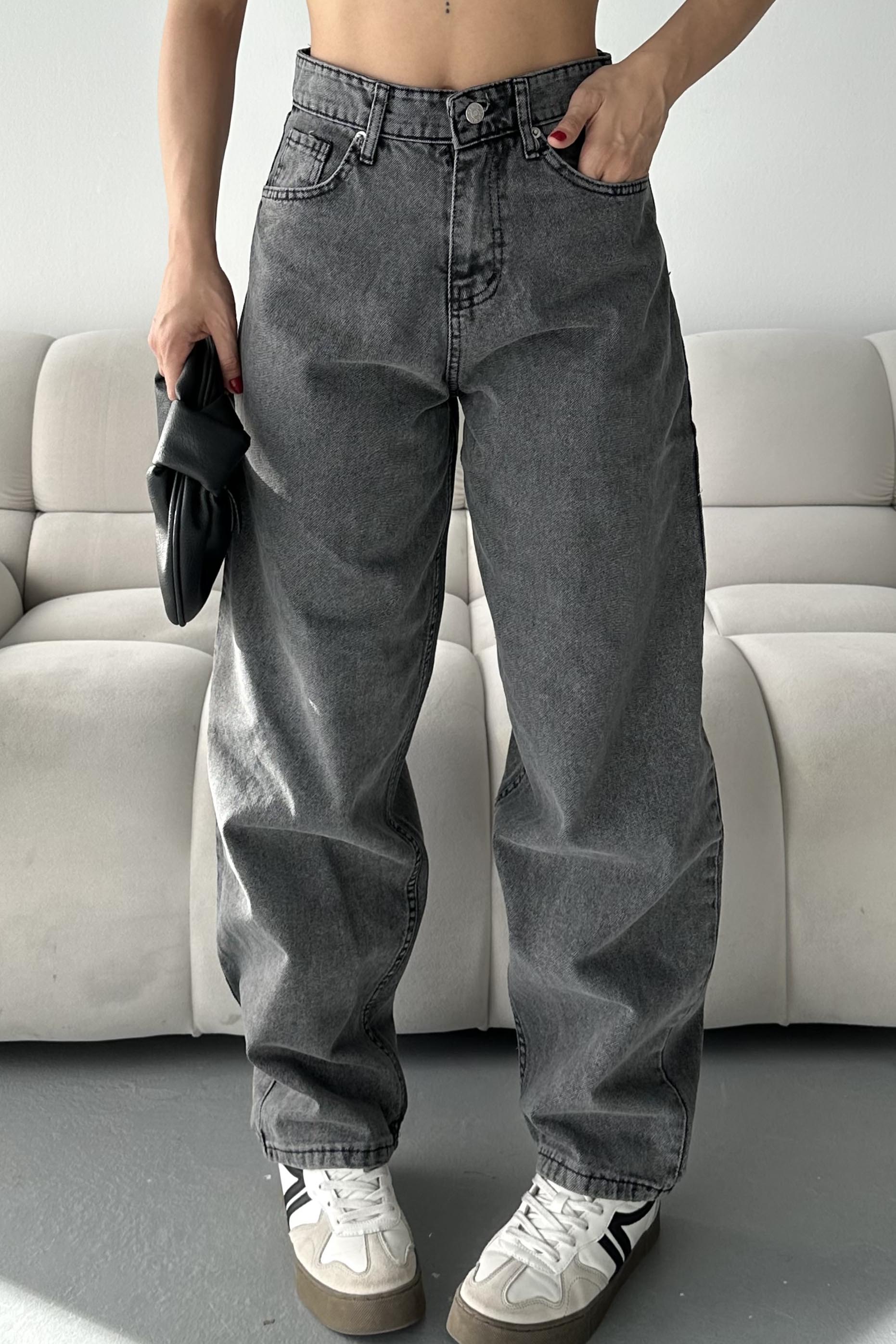 Kar Yıkamalı Baggy Kot Pantolon - 27269 - 4