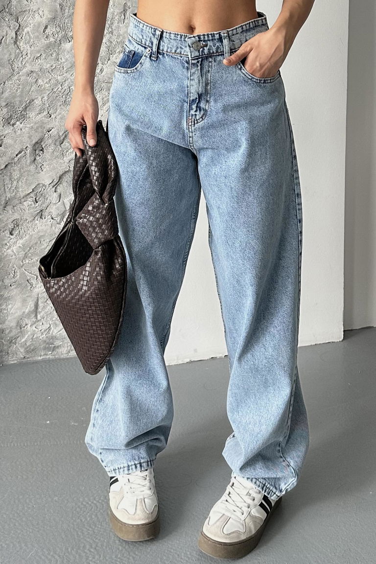 Kar Yıkamalı Baggy Kot Pantolon - 27269 - TOFİSA