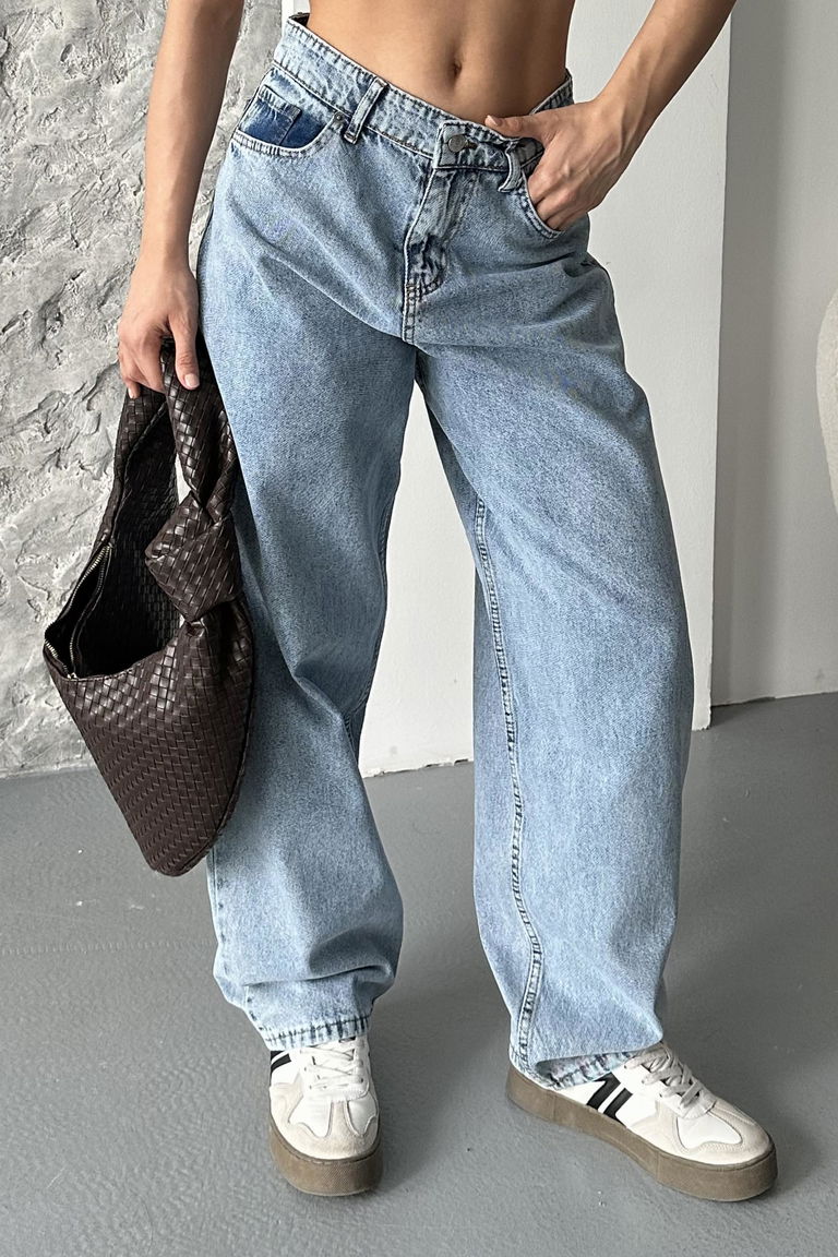 Kar Yıkamalı Baggy Kot Pantolon - 27269 - TOFİSA