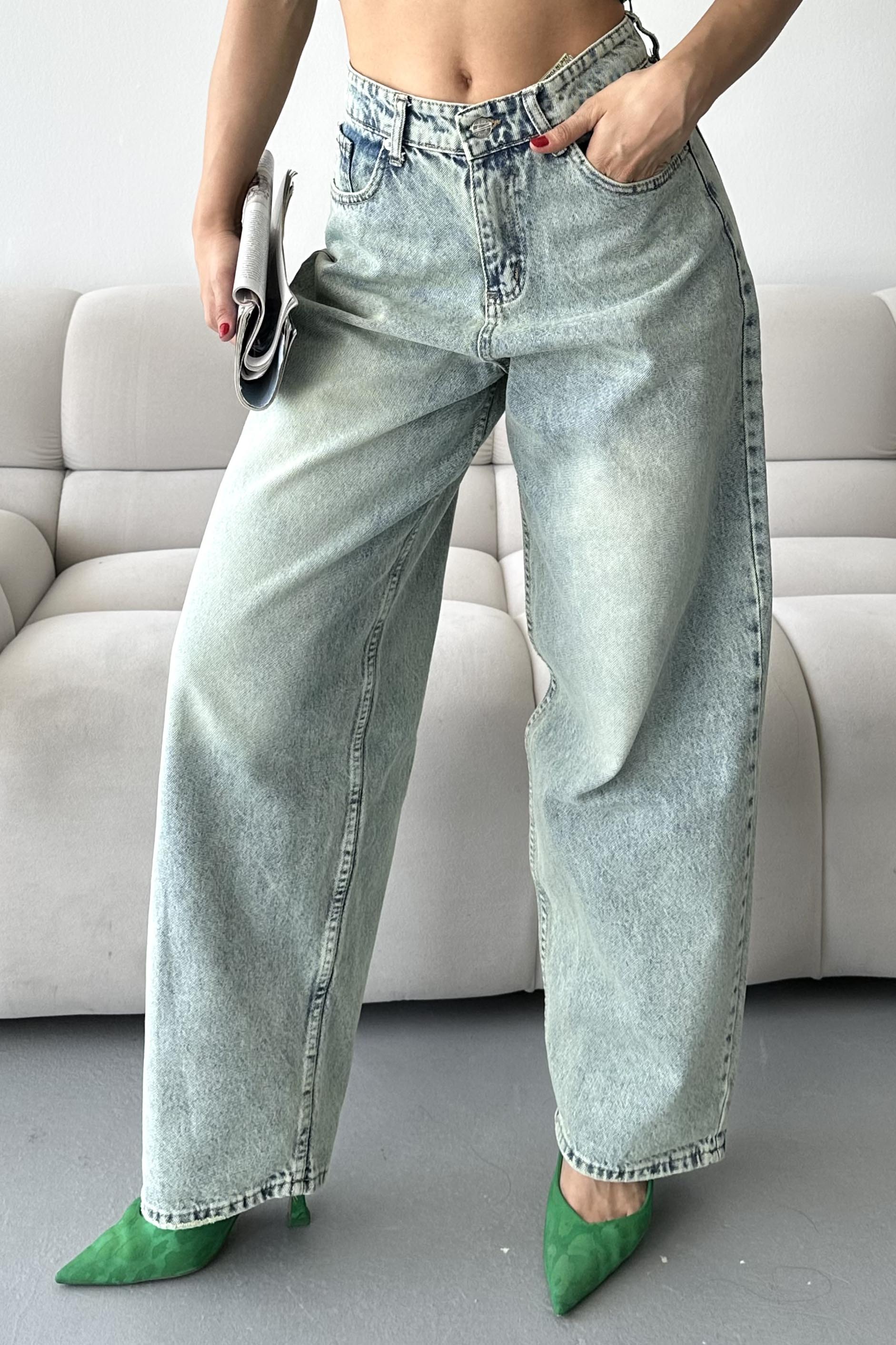 Kar Yıkamalı Baggy Kot Pantolon - 27269 - 16