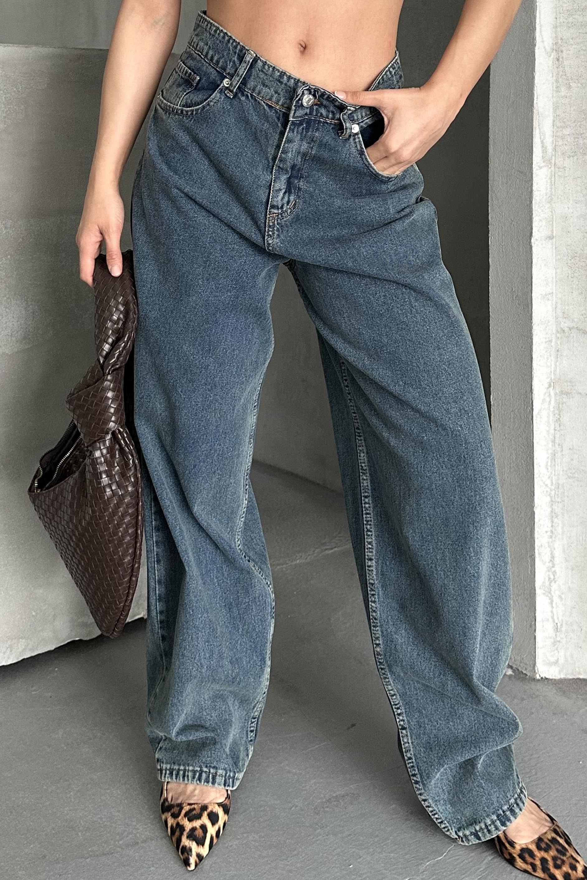 Kar Yıkamalı Baggy Kot Pantolon - 27269 - 2