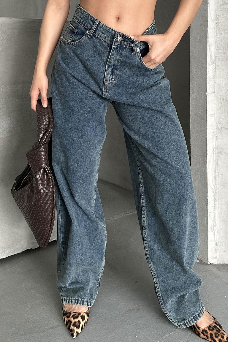 Kar Yıkamalı Baggy Kot Pantolon - 27269 - TOFİSA