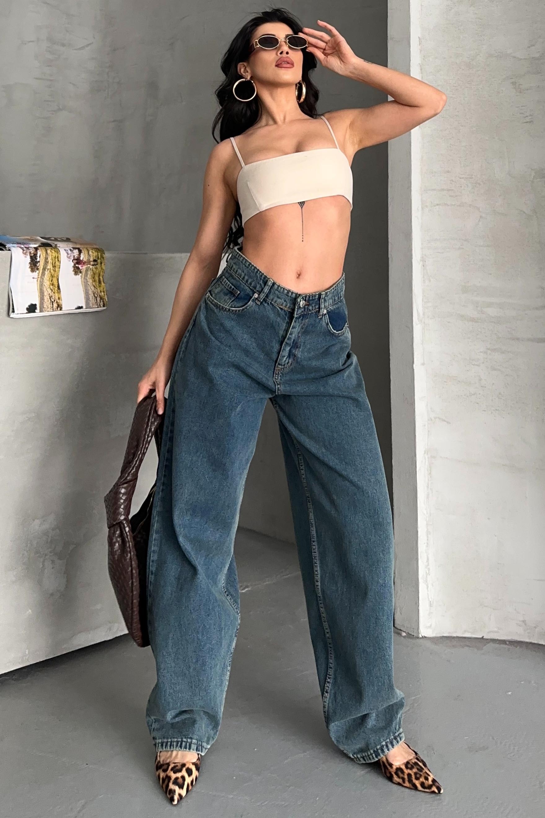 Kar Yıkamalı Baggy Kot Pantolon - 27269 - 3