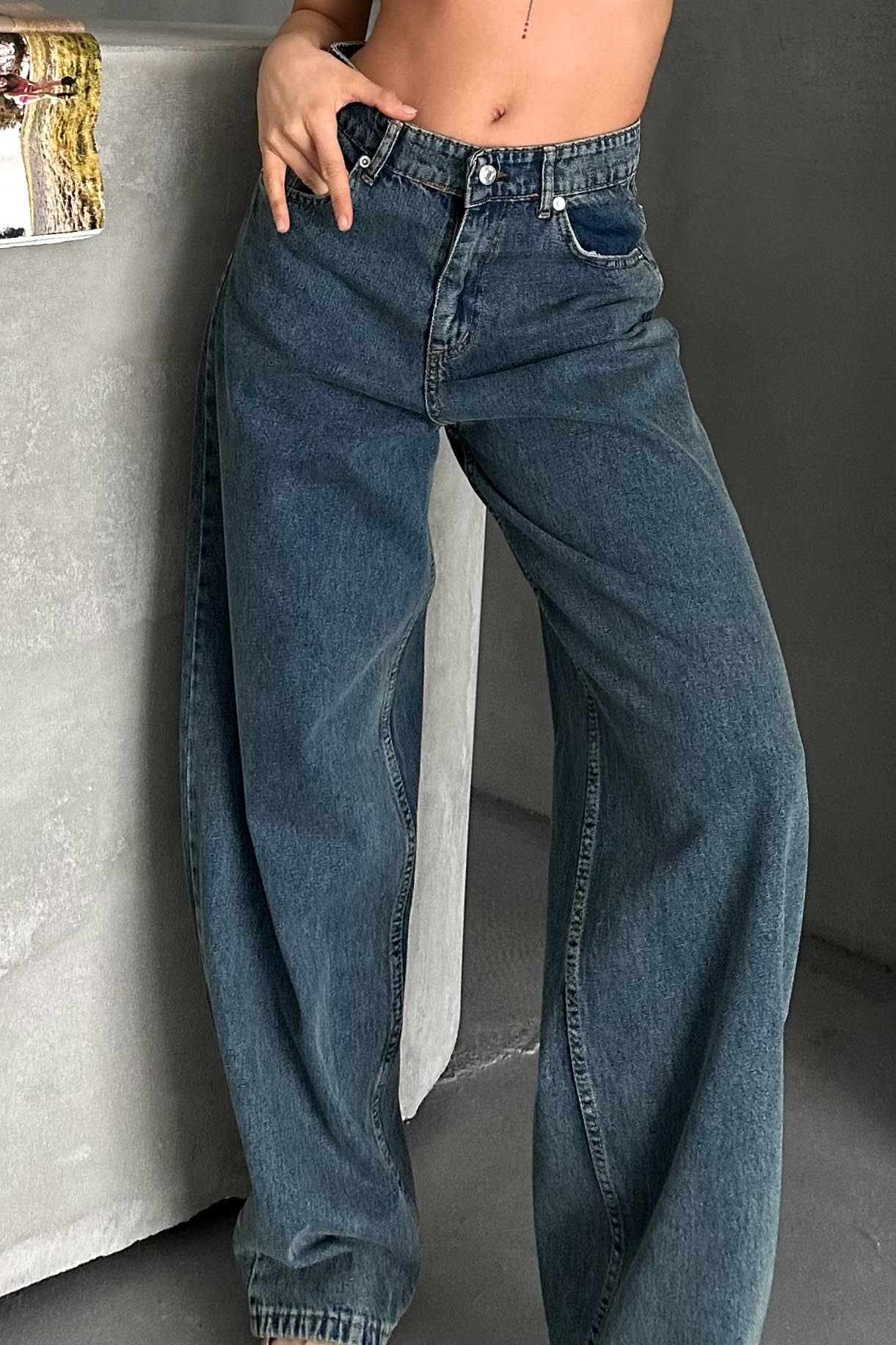 Kar Yıkamalı Baggy Kot Pantolon - 27269 - 9