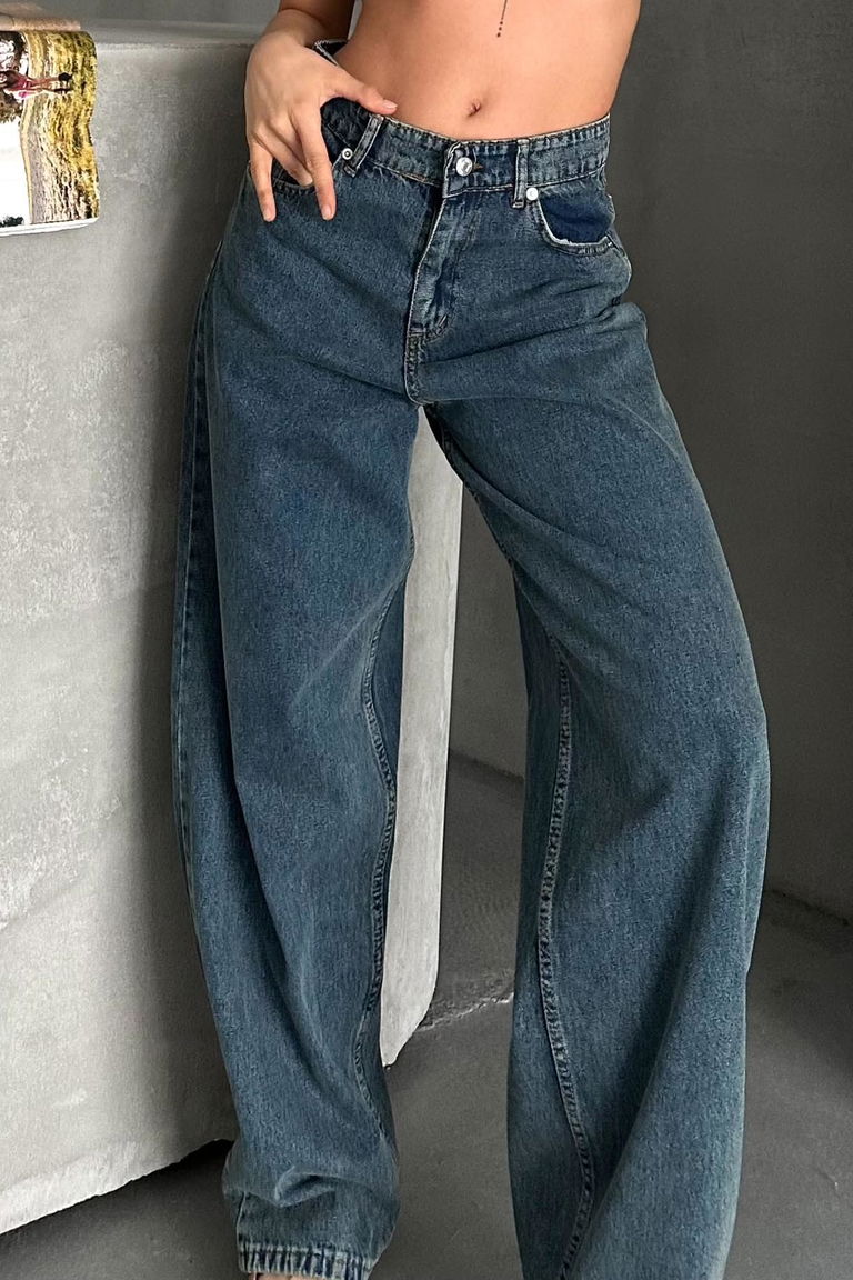 Kar Yıkamalı Baggy Kot Pantolon - 27269 - TOFİSA