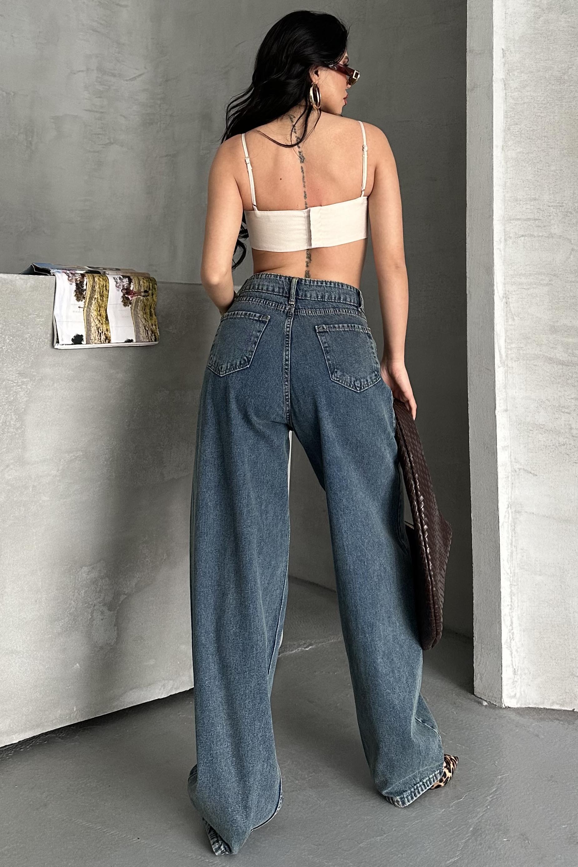 Kar Yıkamalı Baggy Kot Pantolon - 27269 - 7